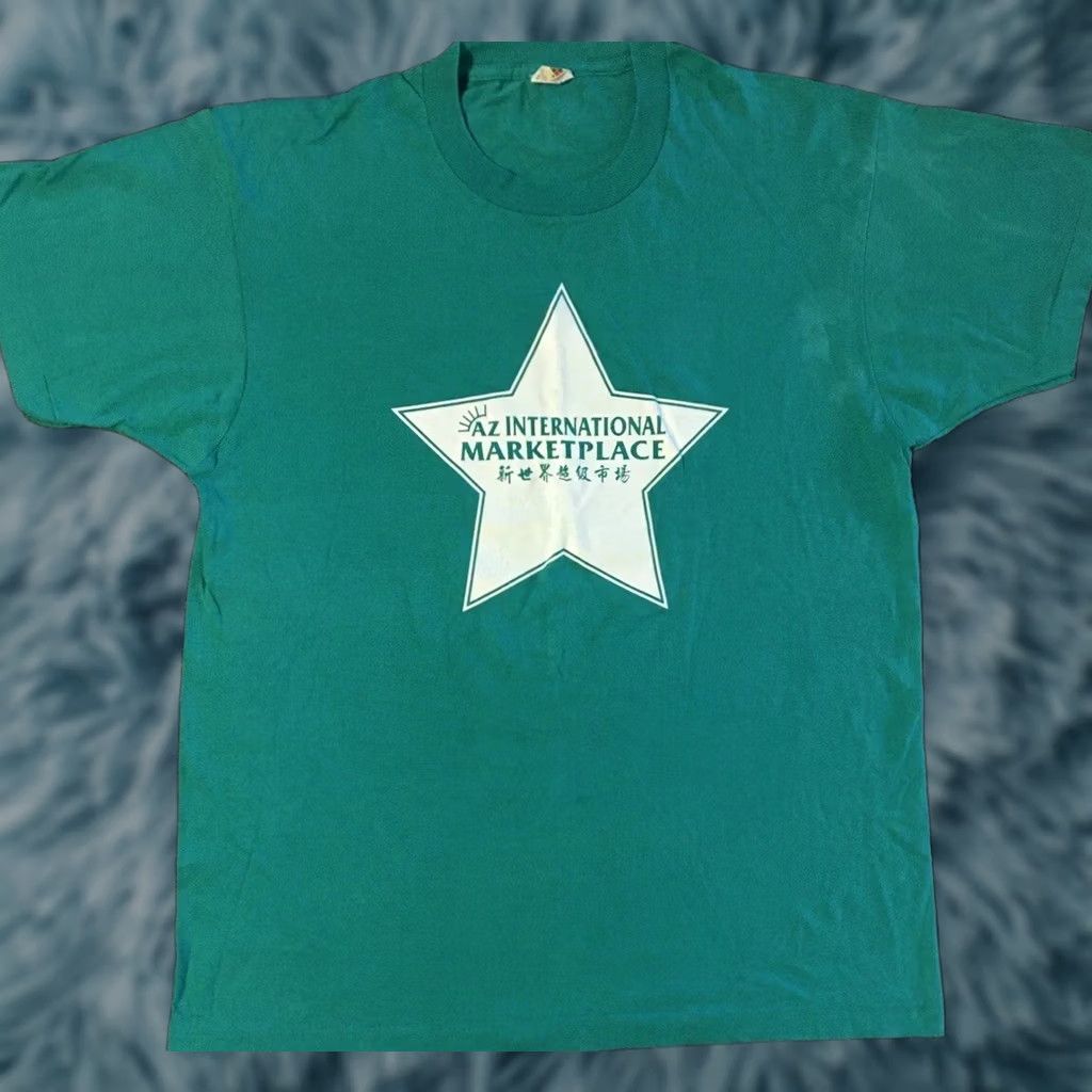 Vintage VINTAGE Arizona International Marketplace Shirt L Green 80s 90s Single Stitch T-Shirt Men Short Sleeve Striped Pattern faded USA Size US L / EU 52-54 / 3 - 1 Thumbnail