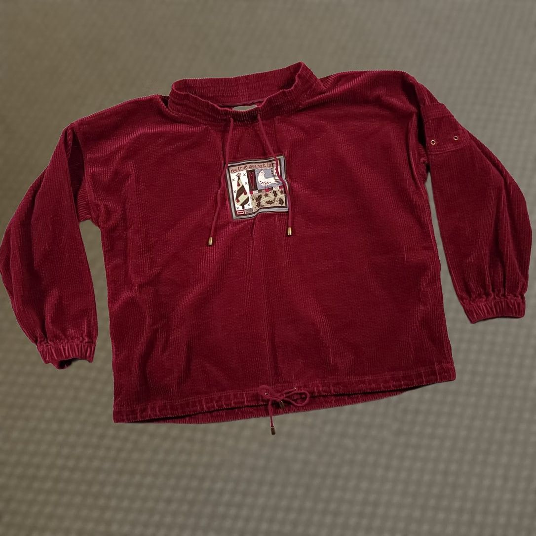 Vintage VINTAGE Christopher & Banks Corduroy Jacket SweatER Women M Christmas Red Embroidered Basic Jacket 90s Womens Size M / US 6-8 / IT 42-44 - 1 Thumbnail
