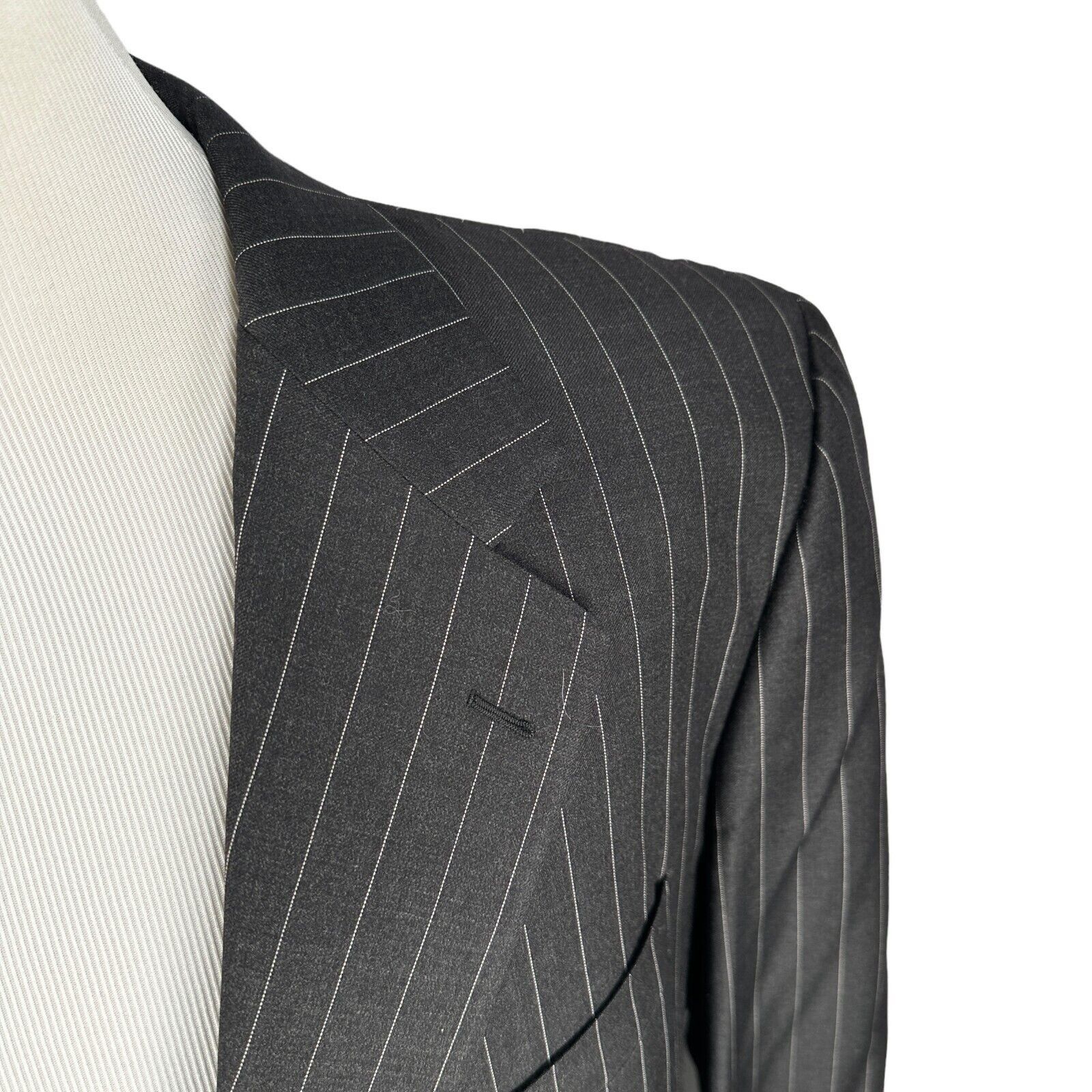 Belvest Belvest Blazer Jacket Mens US 46L Italian 56L Gray Pinstripe Size 46L - 2 Thumbnail