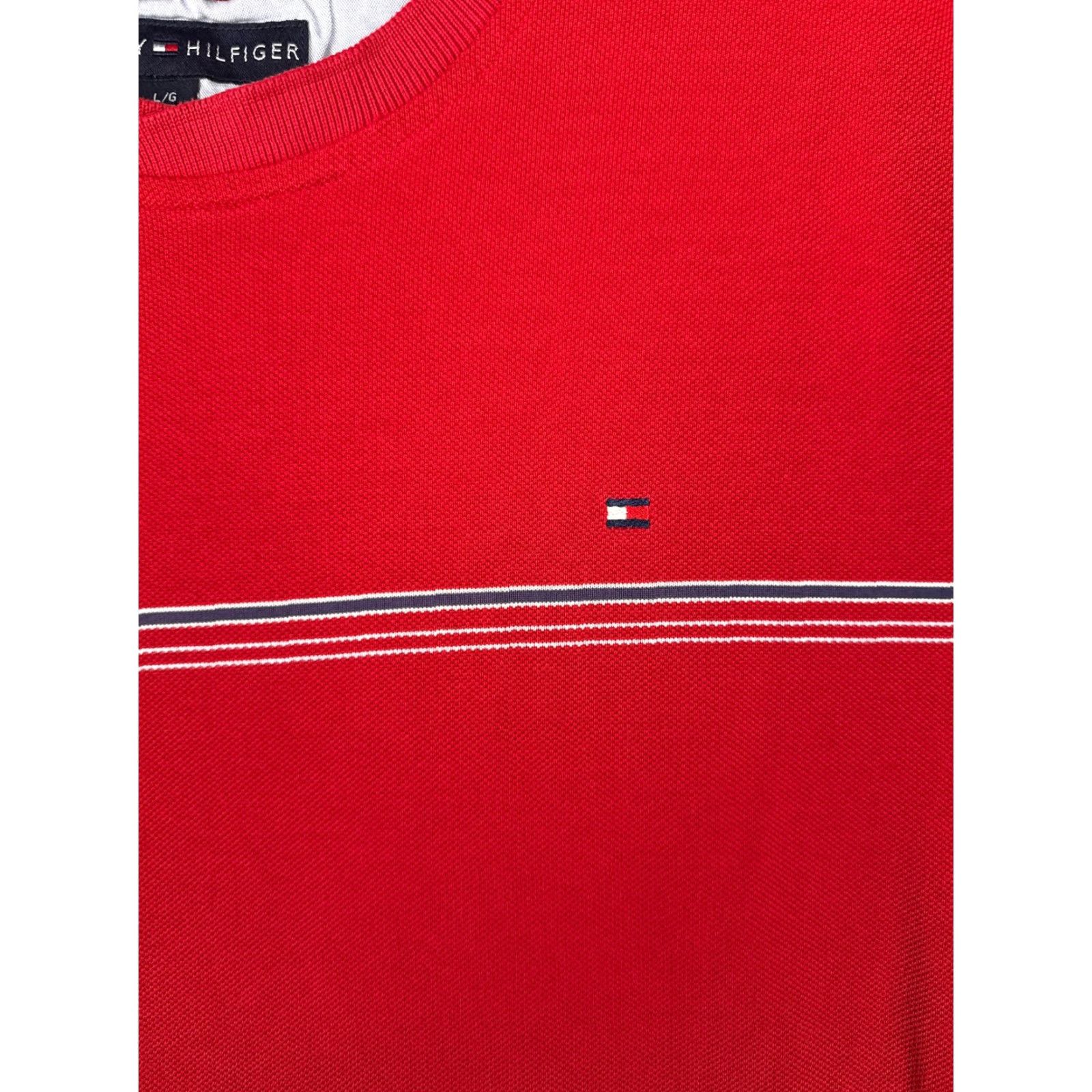 Tommy Hilfiger Tommy Hilfiger Shirt Adult Large Red Crew Neck Short Sleeve Cotton 100% Slim Logo Embroidered Mens Classic American 90s? Size US L / EU 52-54 / 3 - 6 Thumbnail