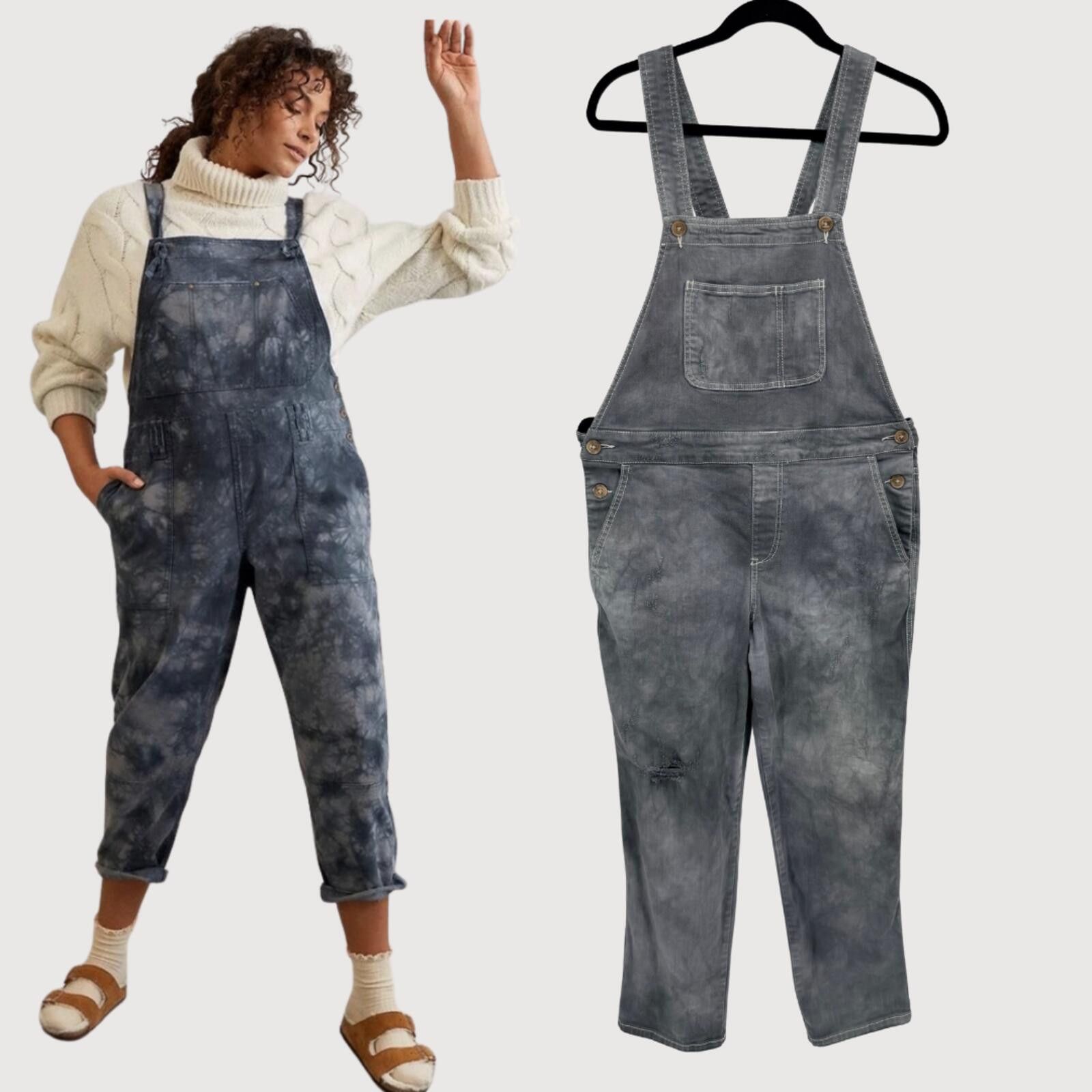 Other Anthro Pilcro Tie Dye Overalls Grey Cropped 29 Size 29" - 1 Thumbnail