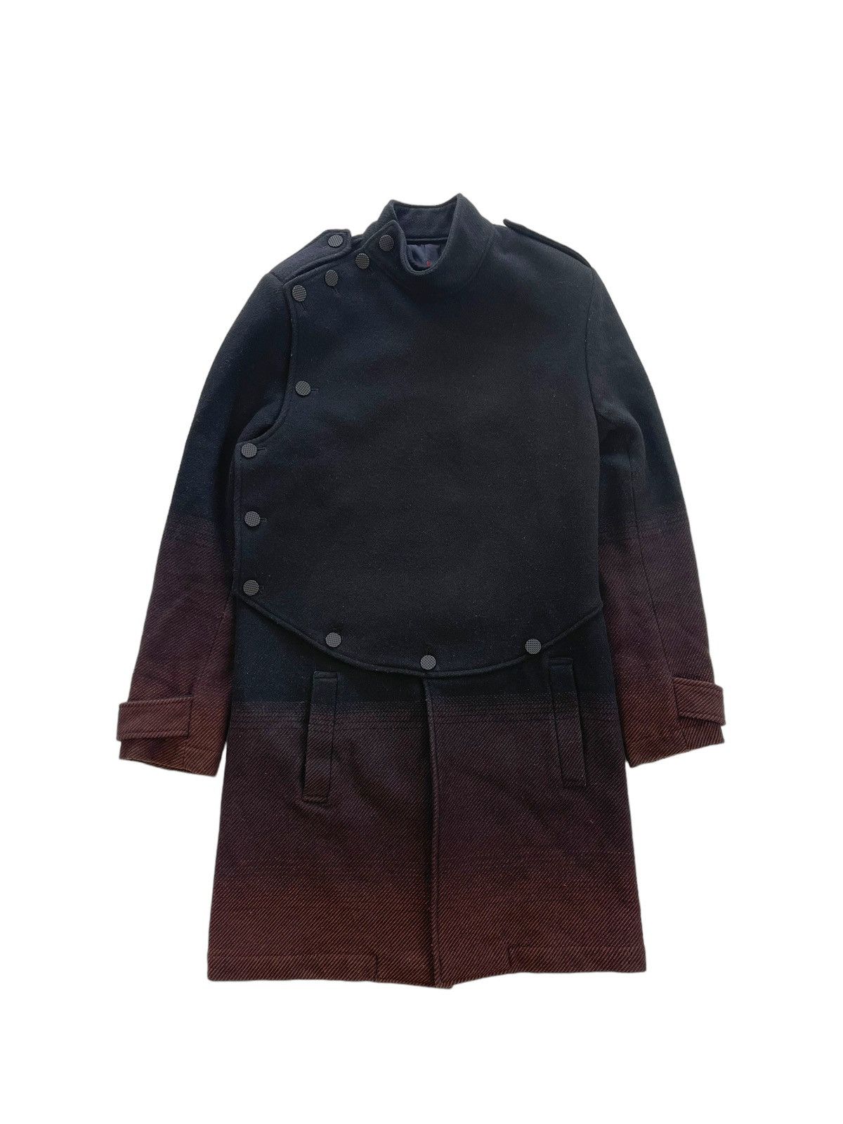 image of Aw2012 Phenomenon Knight Armor Gradient Wool Runway Coat in Black, Men's (Size Medium)