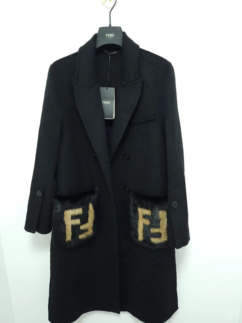 Fendi Fendi Wool Overcoat with Fur Pockets Size US M / EU 48-50 / 2 - 2 Thumbnail