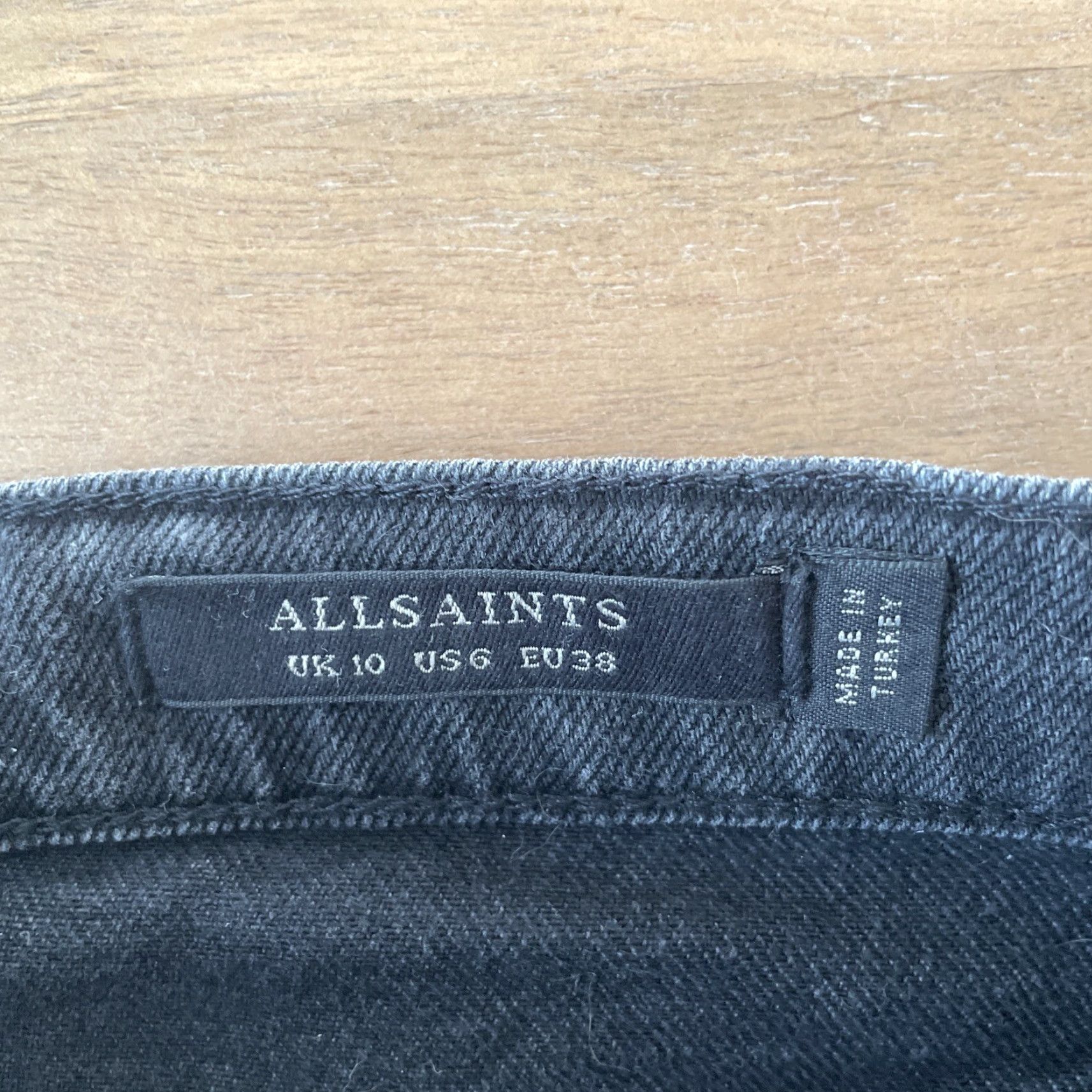 Allsaints All Saints Denim Skirt Womens 6 Black High Waist Mini Pencil Jean Distress Size 28" / US 6 / IT 42 - 3 Thumbnail