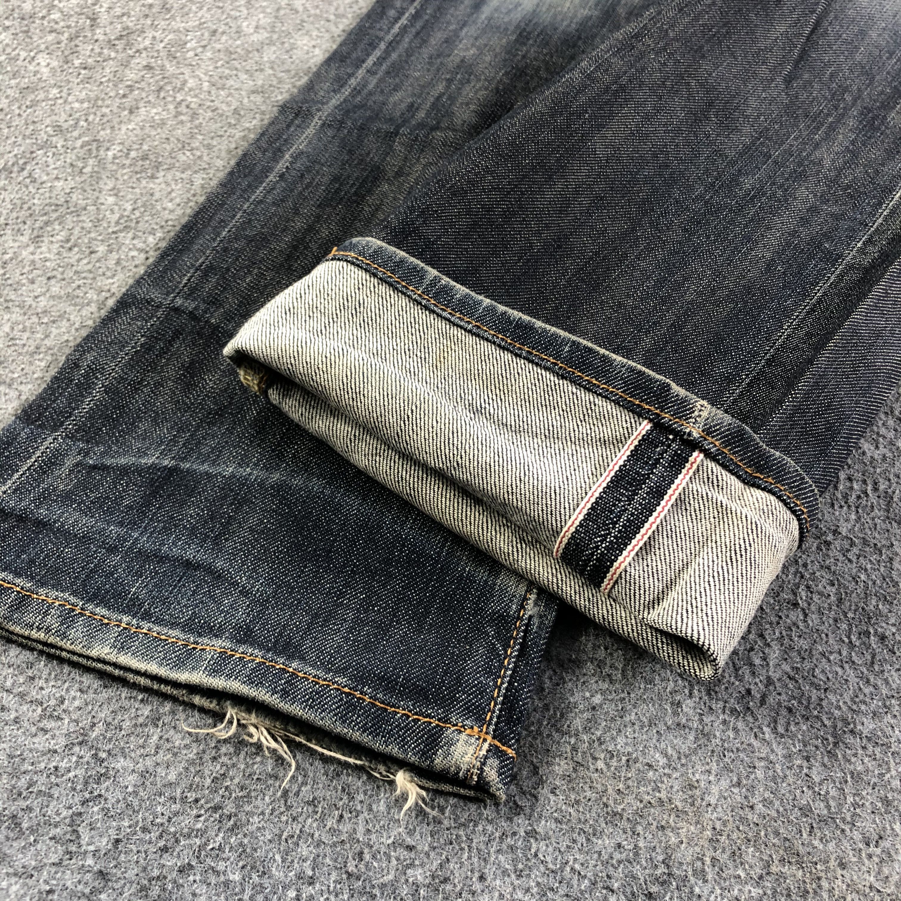 Japanese Brand Back Number Selvedge Jeans Faded Blue Denim -J2809 Size US 30 / EU 46 - 7 Thumbnail