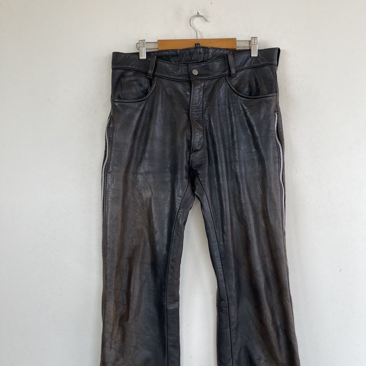 Kadoya B's Leather x Corin Tokyo "Bikers" Side Zip Flare Cowhide Size US 32 / EU 48 - 4 Thumbnail