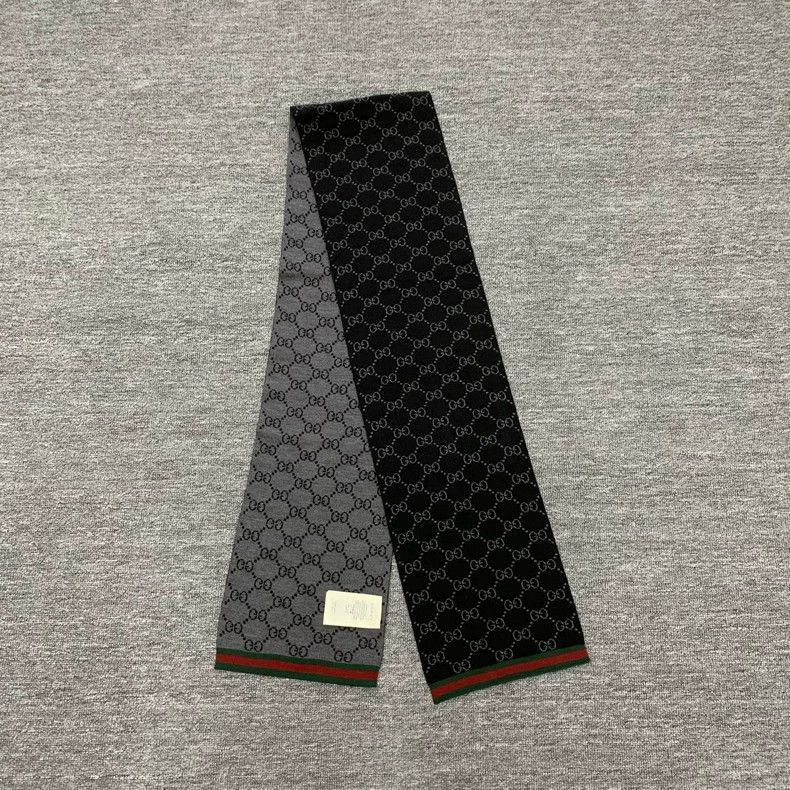 Gucci Gucci Gray Double G Logo Wool Scarf-2506 Size ONE SIZE - 8 Thumbnail