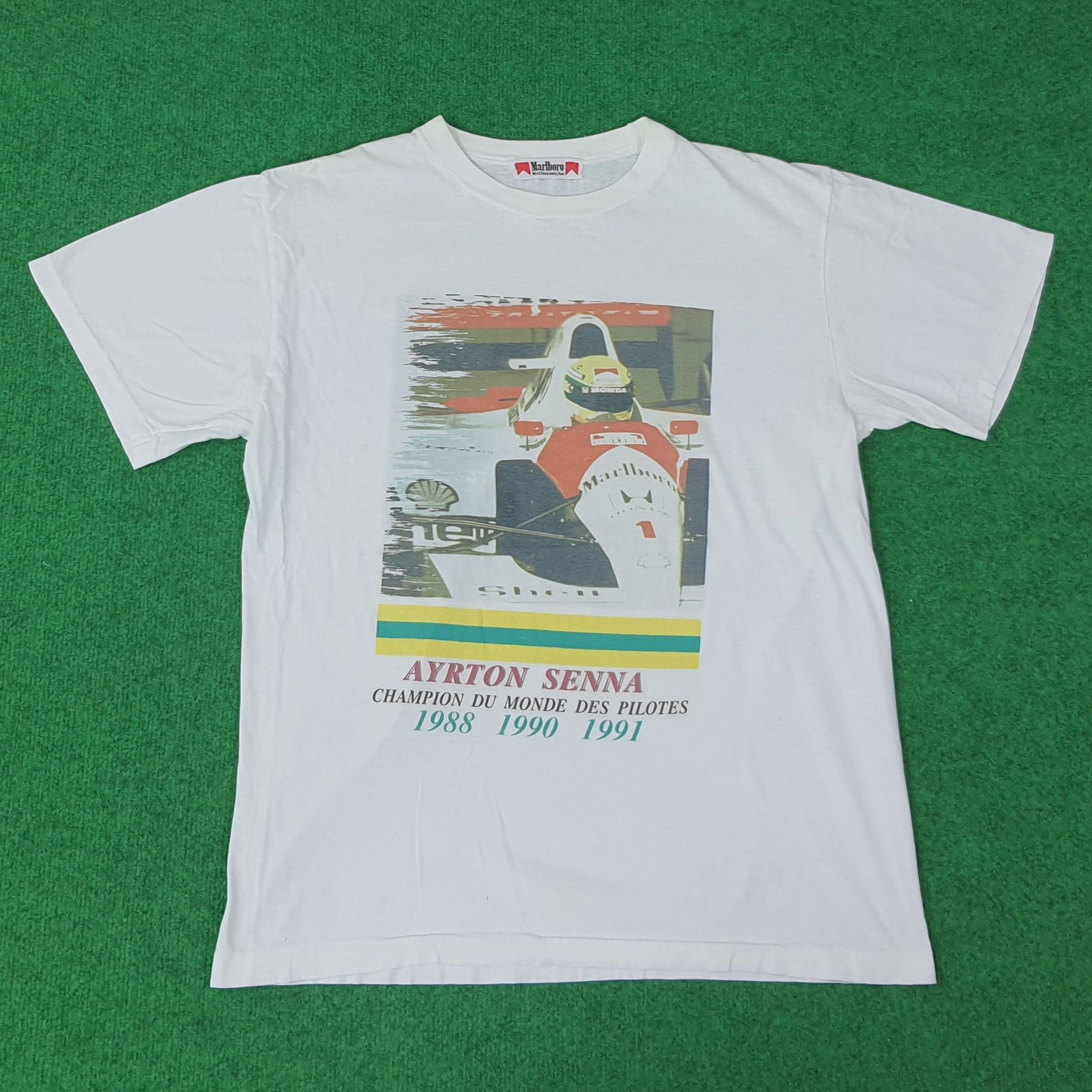 Marlboro Vintage 90s Marlboro Formula 1 Ayrton Senna Tshirt C259N44 Size US M / EU 48-50 / 2 - 1 Thumbnail