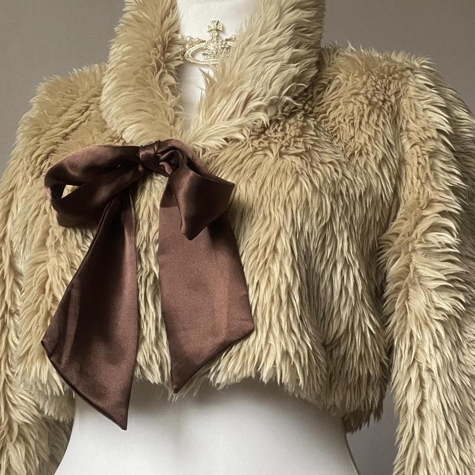 Vintage Cute Cropped lolita coquette faux fur coat Size S / US 4 / IT 40 - 2 Thumbnail