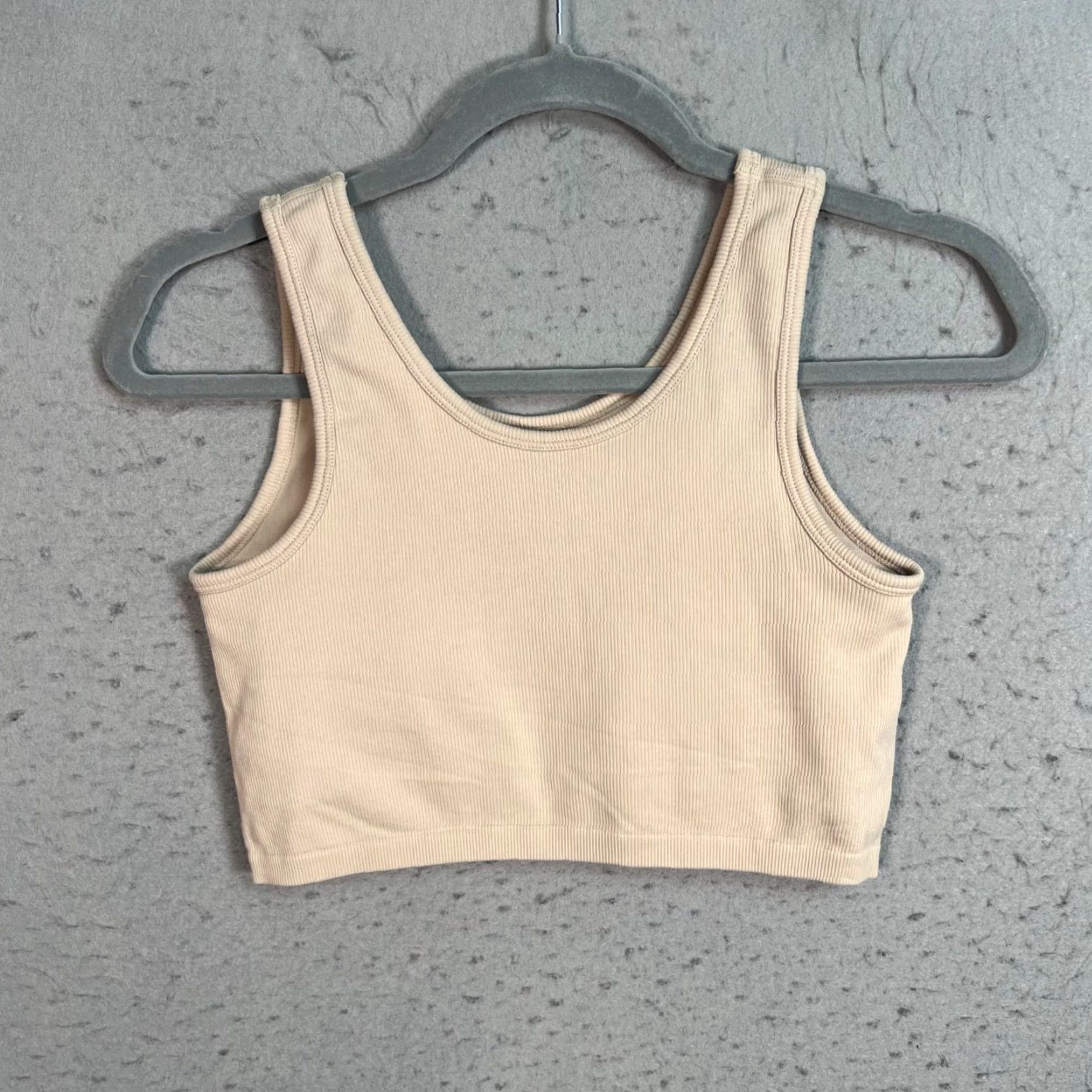 Vintage Aerie Brand Women's Tank Top Size Medium Ribbed Beige Activewear Athletic Gym Running Sleeveless Tank Top Beige Nylon Elastane Size M / US 6-8 / IT 42-44 - 2 Thumbnail
