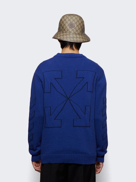 Off-White o1gr1nt1124 Diag Outline Knit Crewneck Sweater in Peacock Size US XS / EU 42 / 0 - 5 Thumbnail