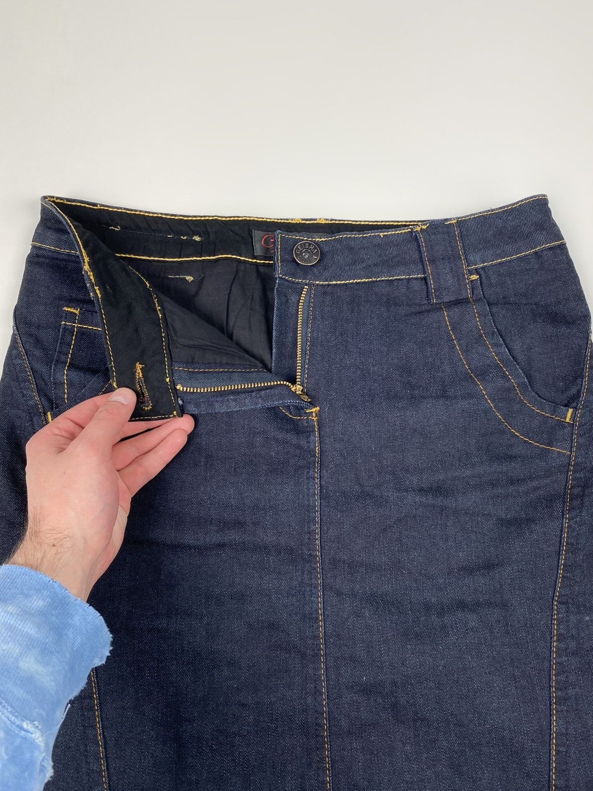 Vintage Y2K Vintage Geisha Jeans Denim Layered Midi Ruffle Skirt Size 32" / US 10 / IT 46 - 3 Thumbnail
