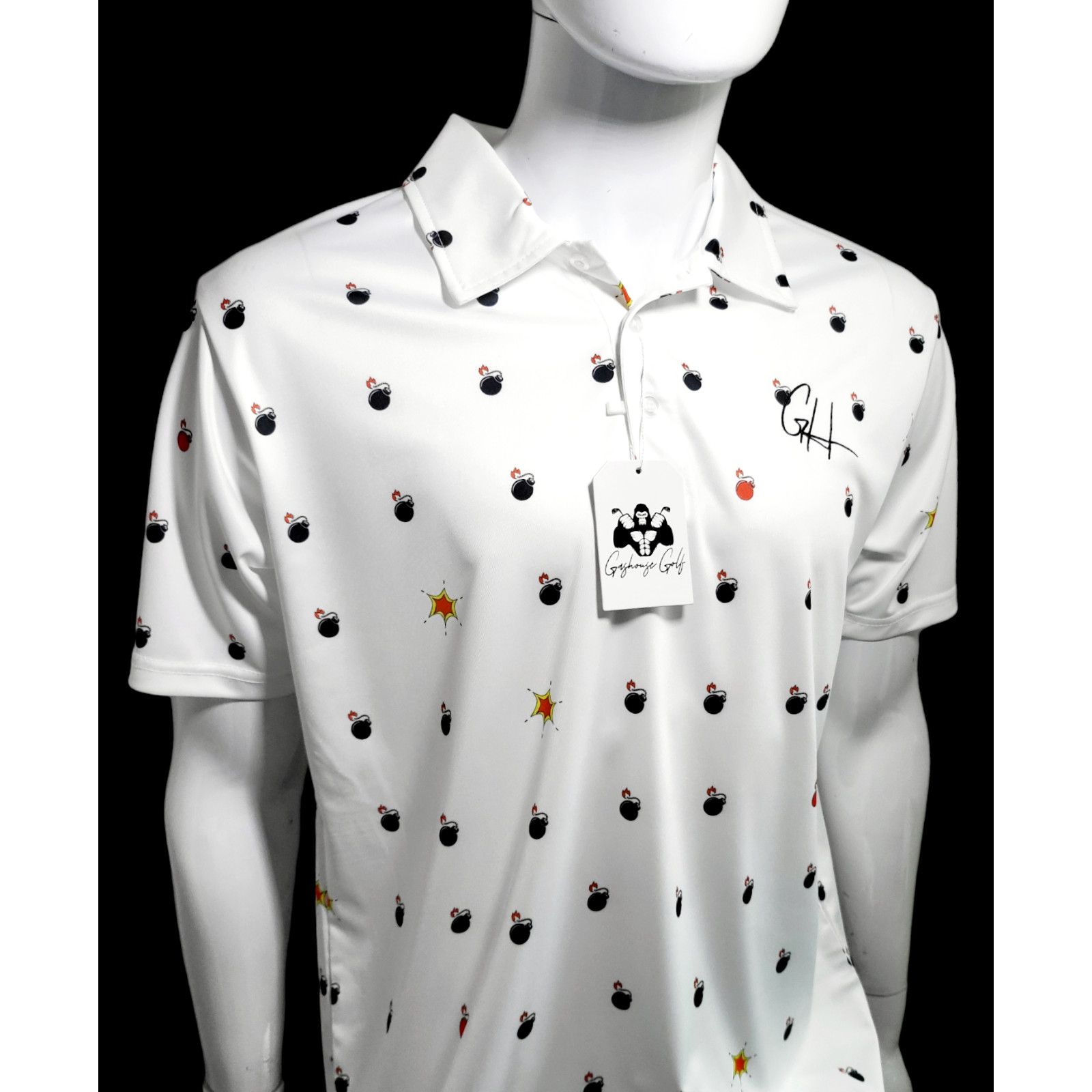 Other NWT GASHOUSE GOLF Bombs Away Performance Polo White Size L Size US L / EU 52-54 / 3 - 13 Thumbnail