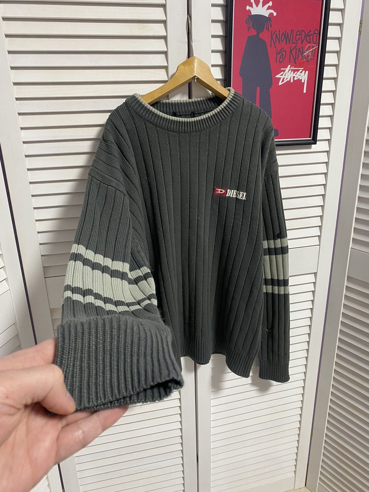 Diesel Vintage Knit Sweater Diesel Striped Opium Faded Style Size US XL / EU 56 / 4 - 3 Thumbnail