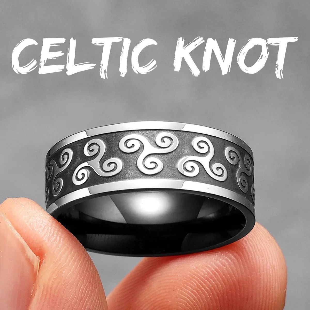 Jewelry Celtic Knot Retro Black Ring Streetwear Jewelry Fashion Gift Size ONE SIZE - 5 Thumbnail