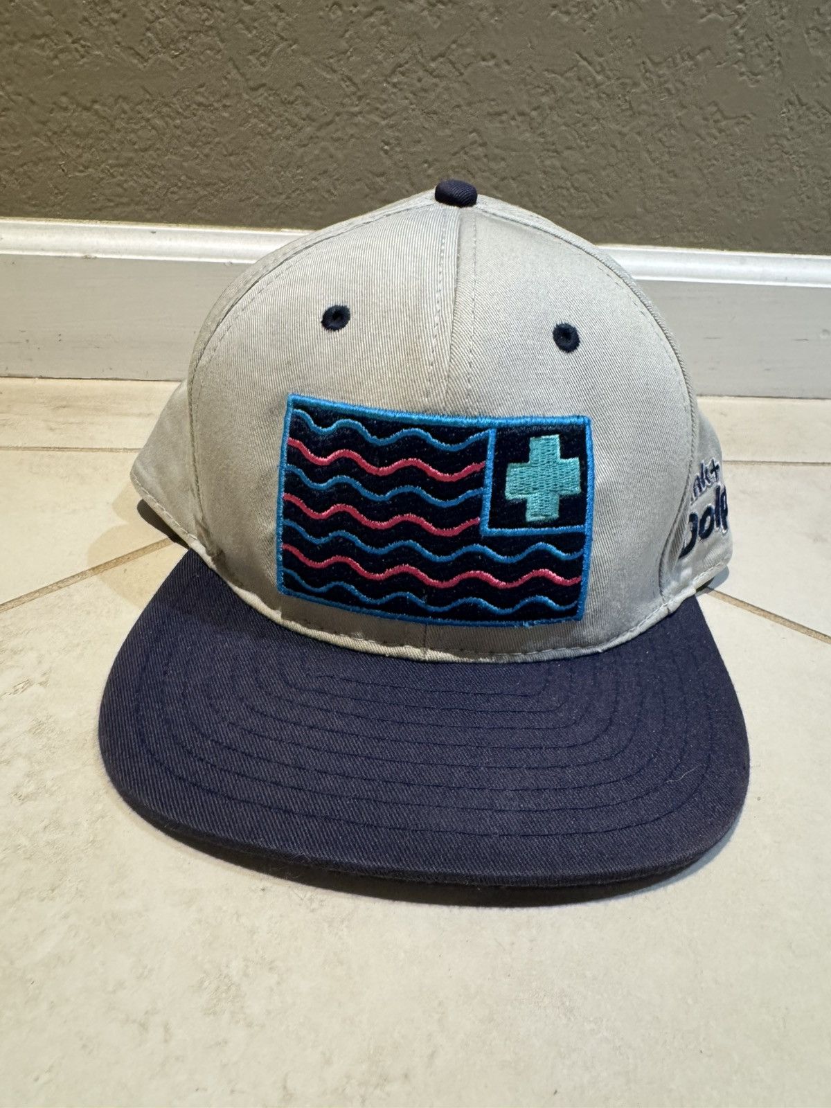 Pink Dolphin Pink Dolphin Flag Snapback Hat Grey Navy Pink Size ONE SIZE - 1 Thumbnail