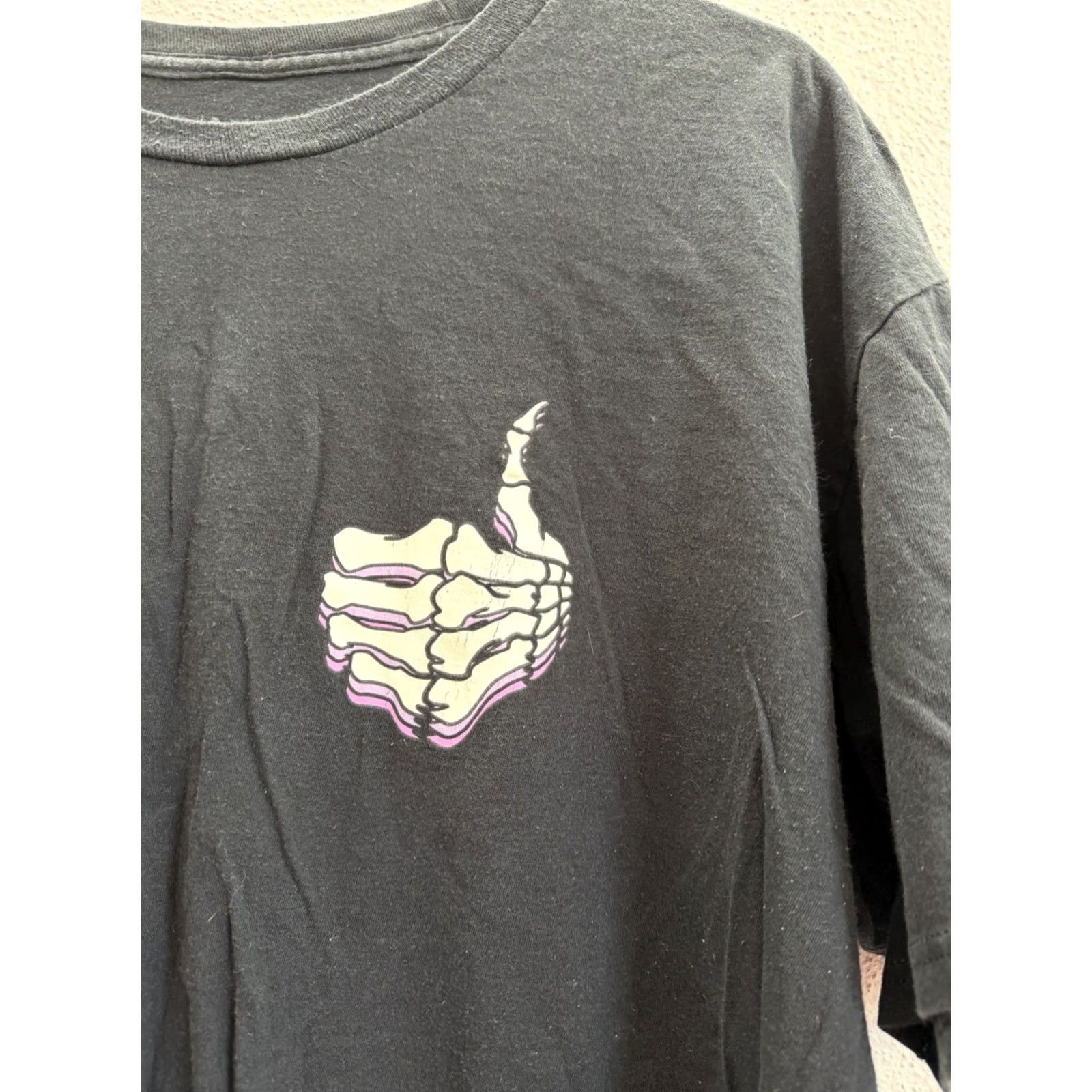 Vintage Artist Union T-Shirt XL Black Short Sleeve Skeleton Thumbs Up Unisex Adults Mens Womens Shirt Size US XL / EU 56 / 4 - 2 Thumbnail