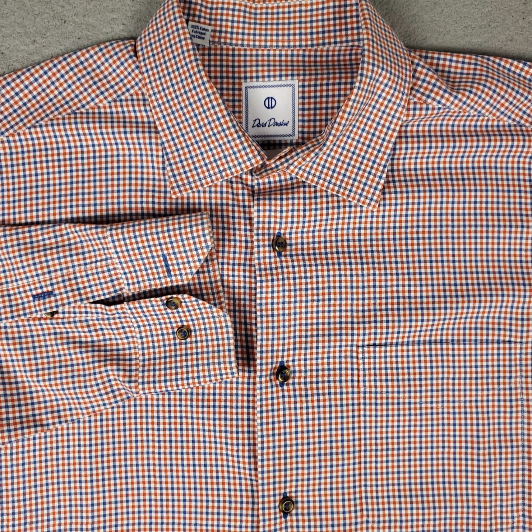 David Donahue David Donahue Shirt Mens XL Blue Orange Check Button Up Long Sleeve Size US XL / EU 56 / 4 - 2 Thumbnail