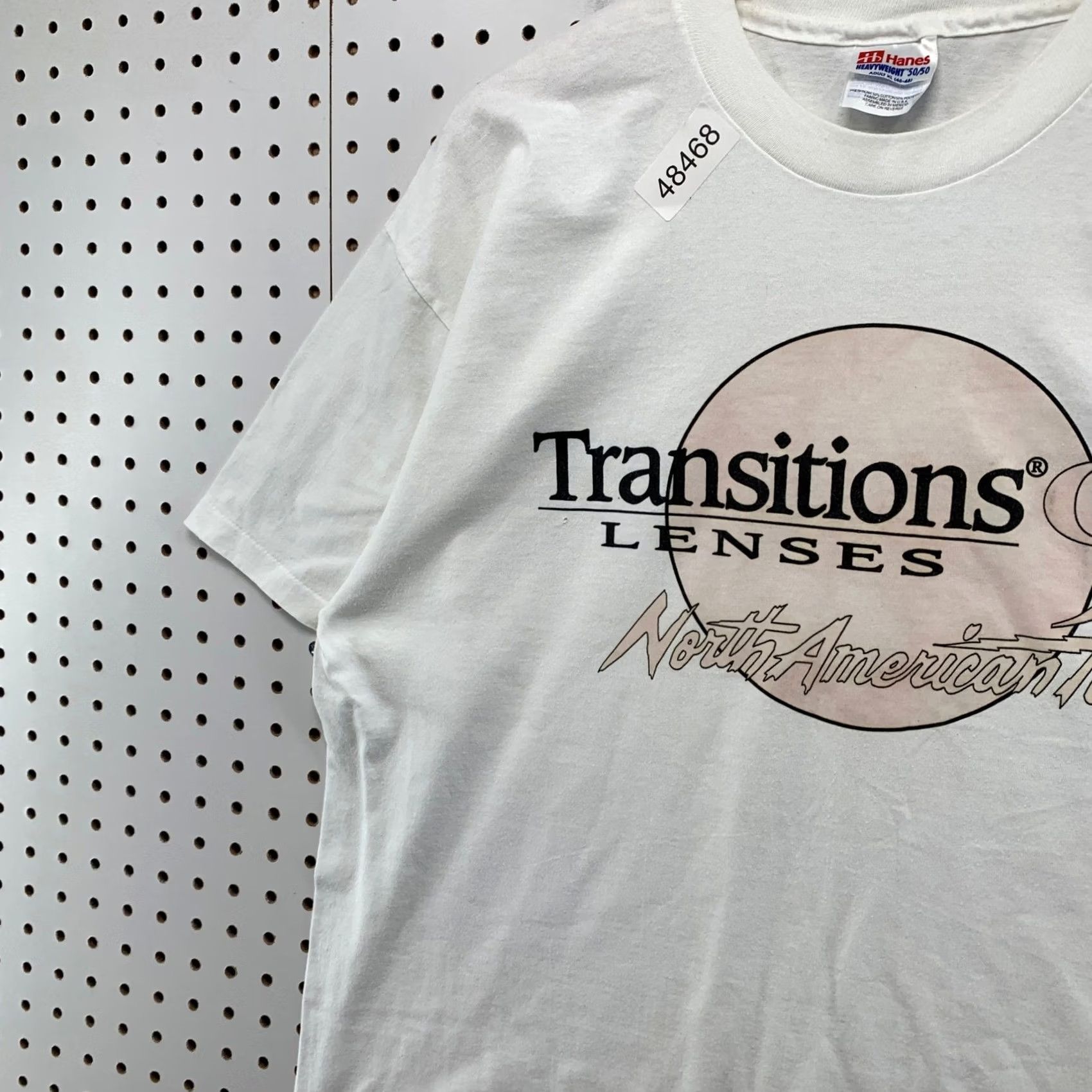 Hanes VINTAGE Hanes T Shirt Mens XL White 90s Transitions Lenses North American Tour Tee Size US XL / EU 56 / 4 - 6 Thumbnail