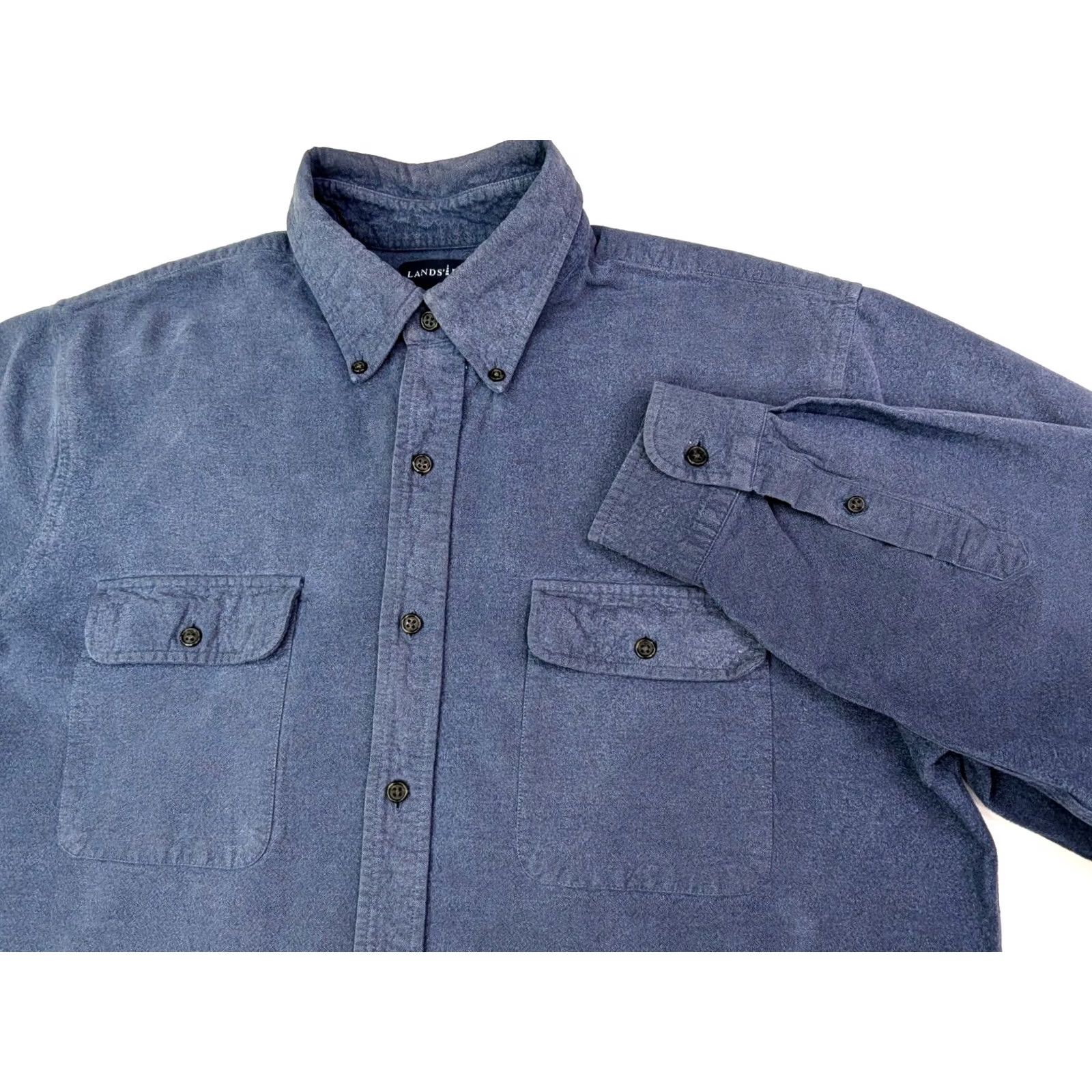 Lands' End Lands' End Button-Up Shirt Men L Blue Flannel Thermal Casual Long Sleeve Size US L / EU 52-54 / 3 - 2 Thumbnail