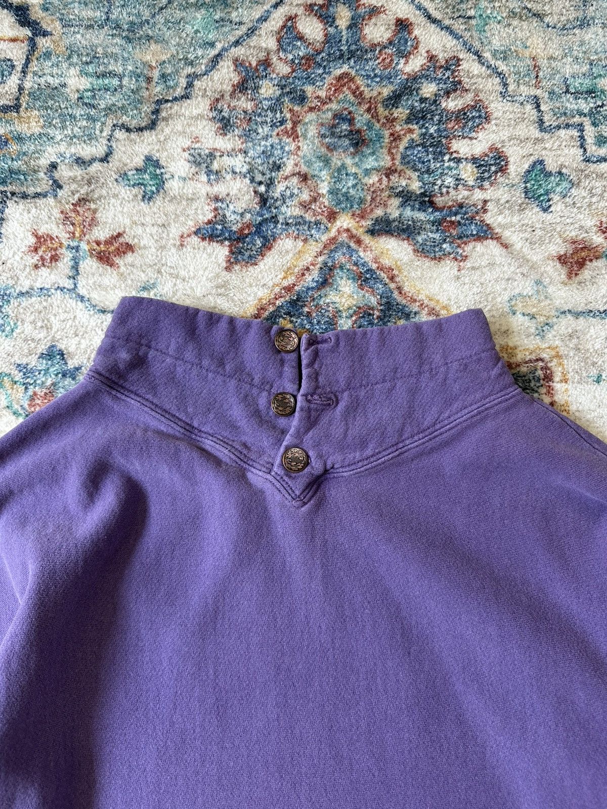 Vintage Vintage Purple Pullover Henley Sweatshirt Size XL Size US XL / EU 56 / 4 - 3 Thumbnail