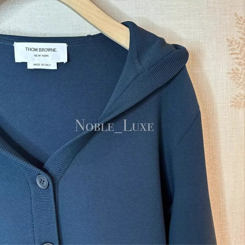 Thom Browne Thom Browne Blue cardigan with a hat Size US XXS / EU 40 - 2 Thumbnail