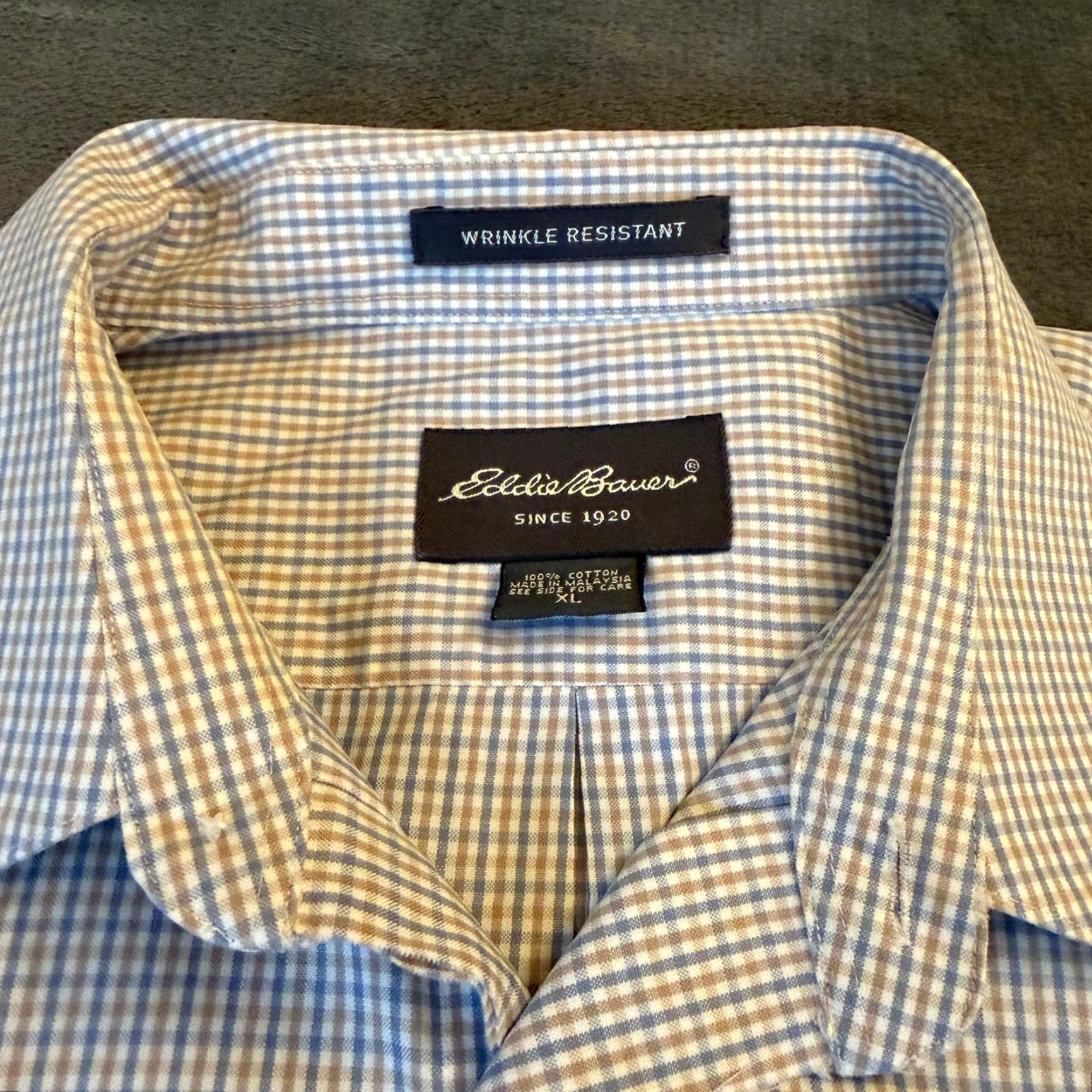 Eddie Bauer Eddie Bauer shirt Men XL Wrinkle Resistant Plaid Button Up Long Sleeve Dress Shirt Blue Check Casual Business Size US XL / EU 56 / 4 - 4 Thumbnail