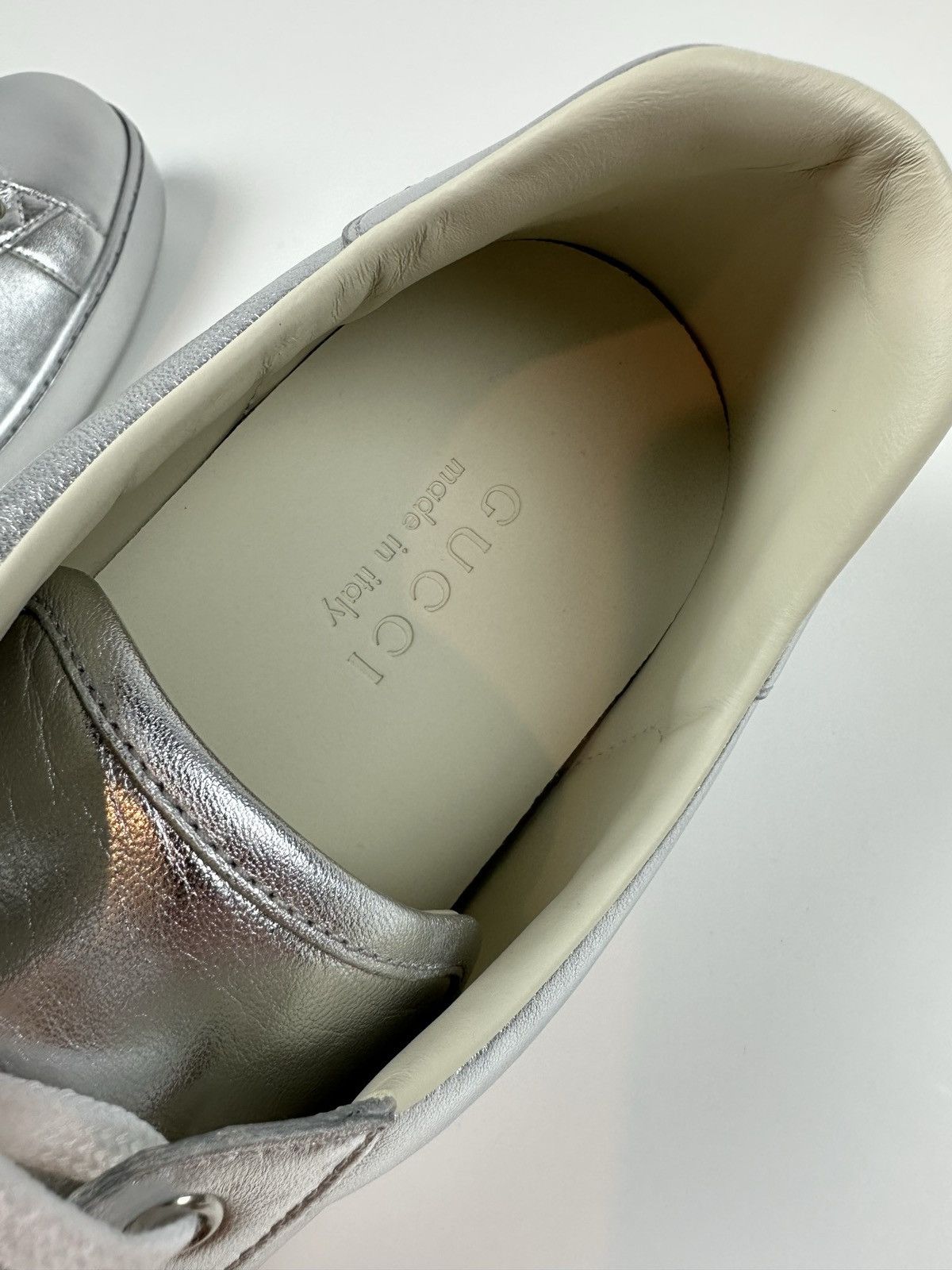 Gucci Gucci Silver GG Ace Sneakers Size US 11 / EU 44 - 8 Thumbnail