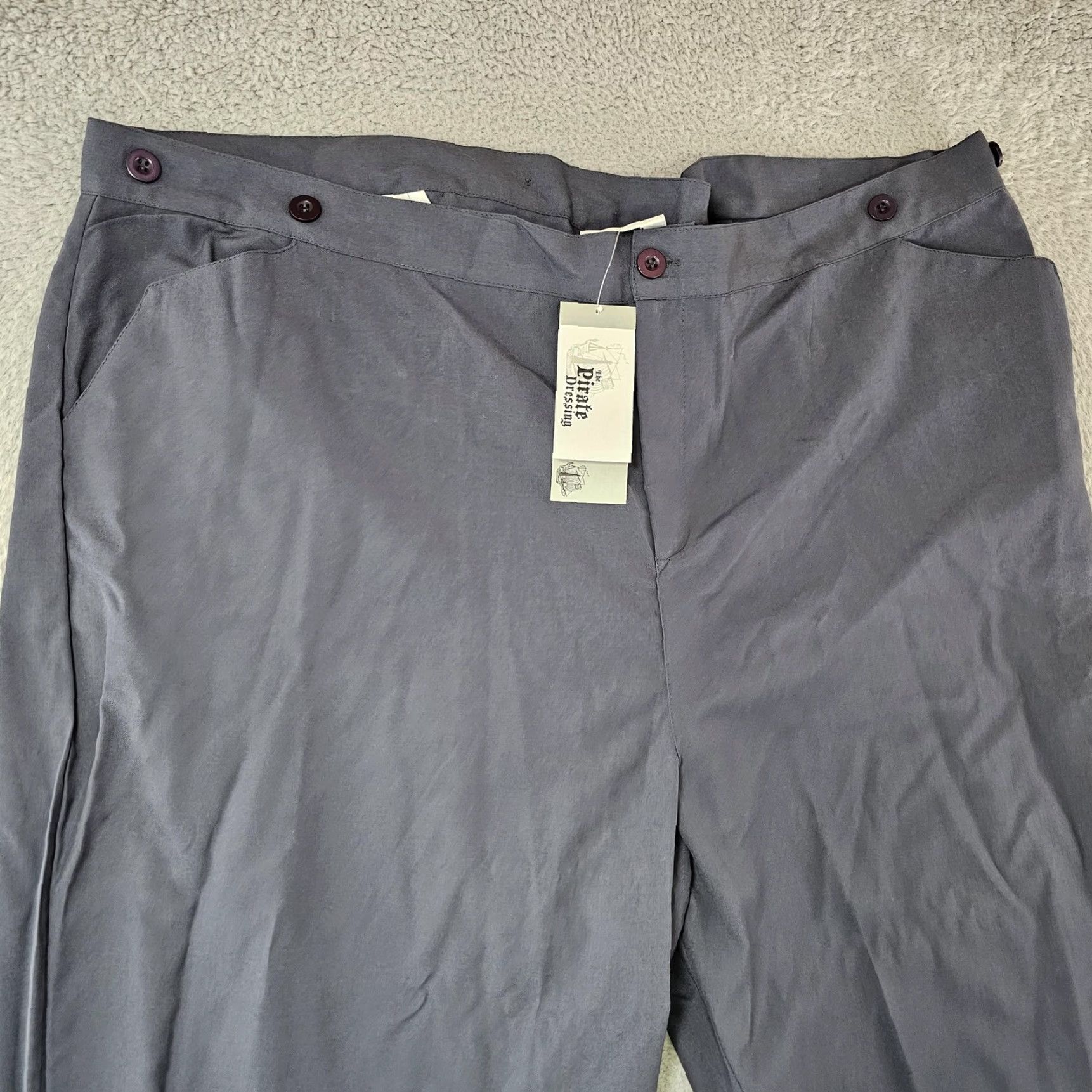 Vintage The Pirate Dressing Pants Mens 3XL Gray Poly Viscose Costume Trousers Pirate Size US 39 - 2 Thumbnail