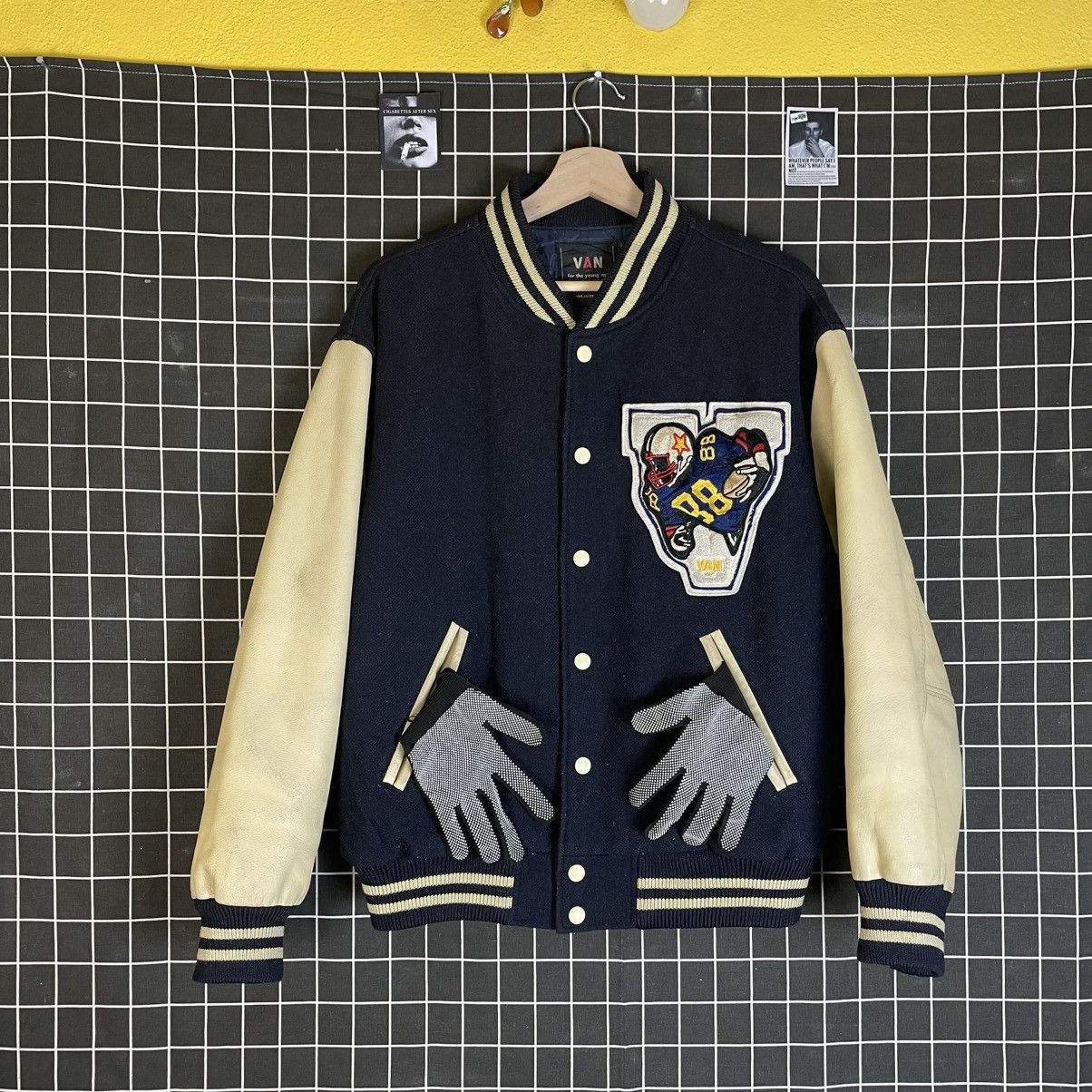 Van VINTAGE VAN JAC LEATHER SLEEVE WOOL VARSITY JACKET Size US L / EU 52-54 / 3 - 2 Thumbnail