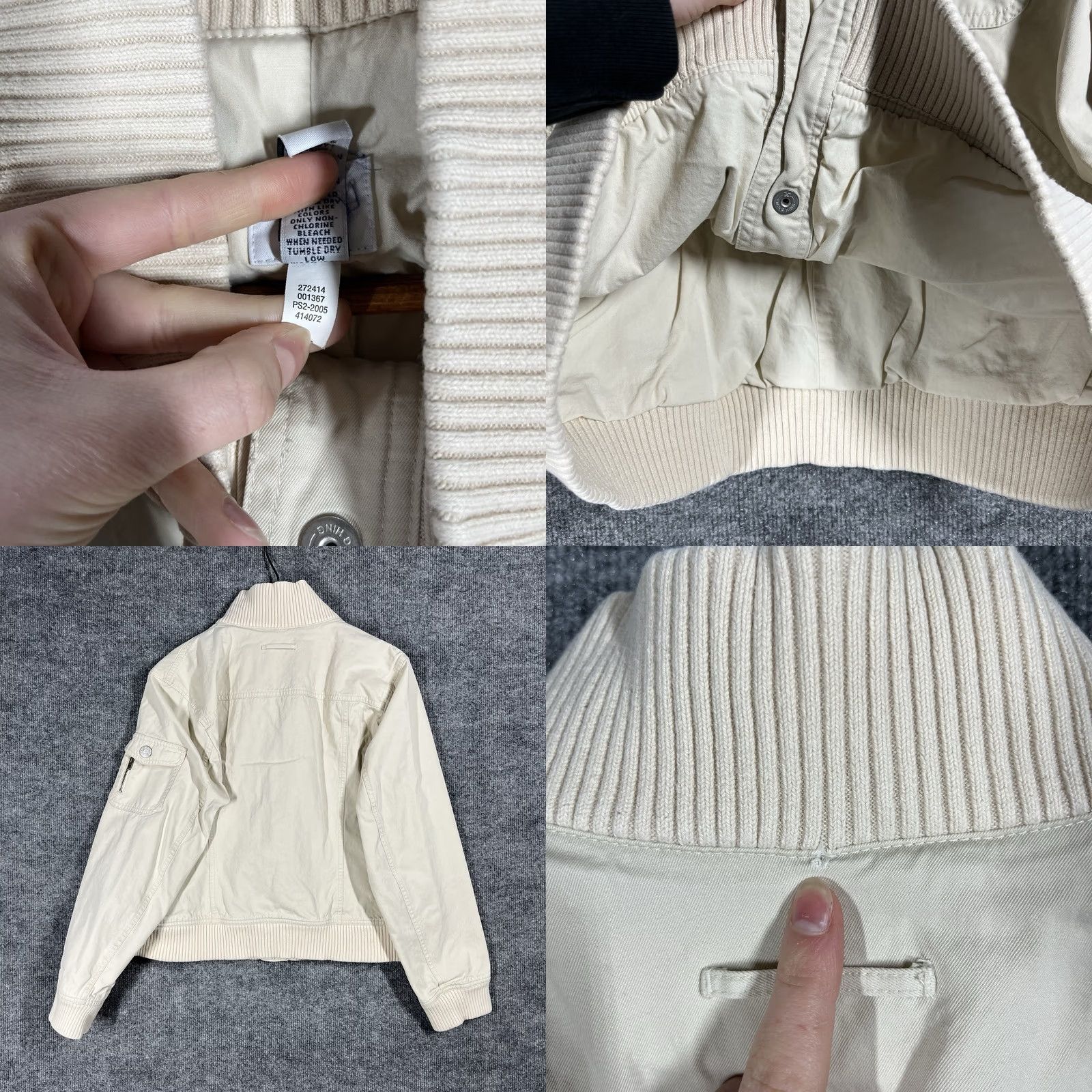 Gap VINTAGE Gap Bomber Jacket Womens XL White Cotton Biker Moto Jacket Women Vintage 90s 00s Size XL / US 12-14 / IT 48-50 - 8 Thumbnail