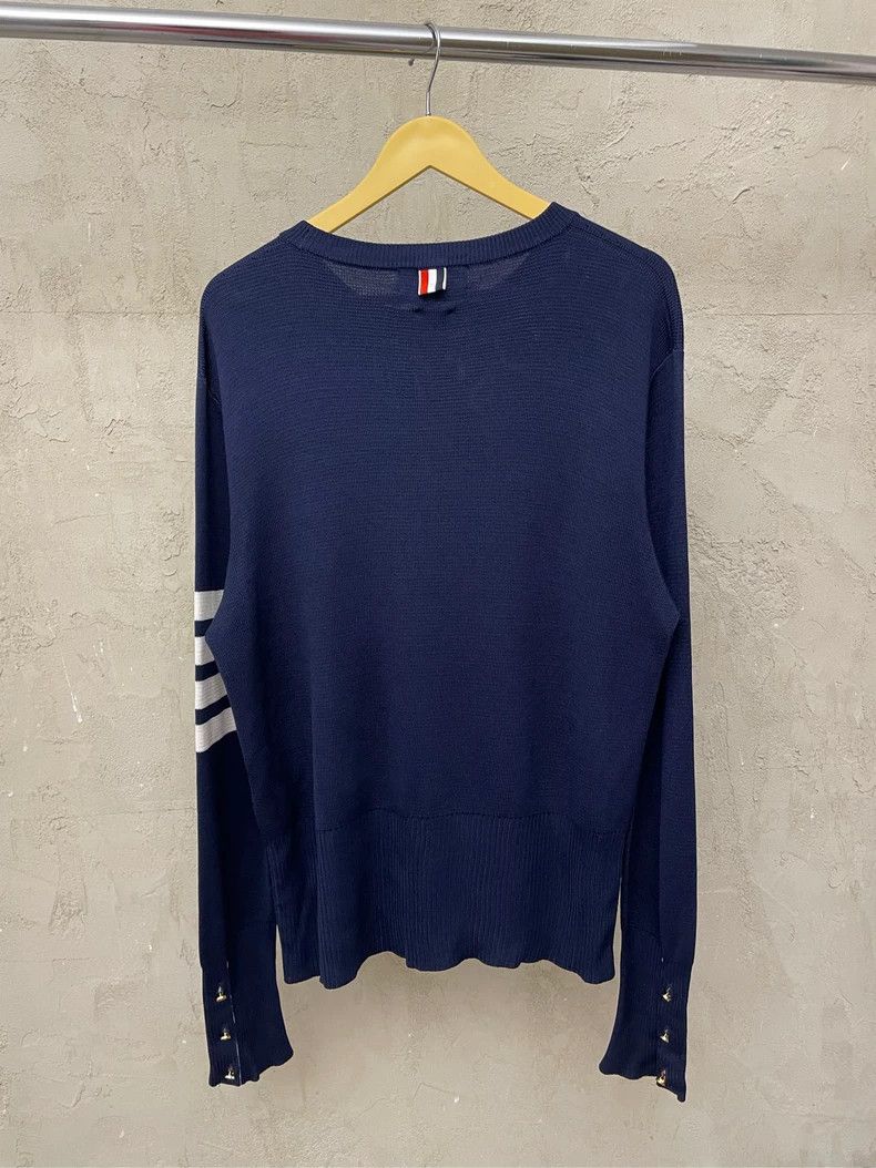 Thom Browne Thom browne Dark blue gold button four-striped knitted swea Size US XS / EU 42 / 0 - 3 Thumbnail