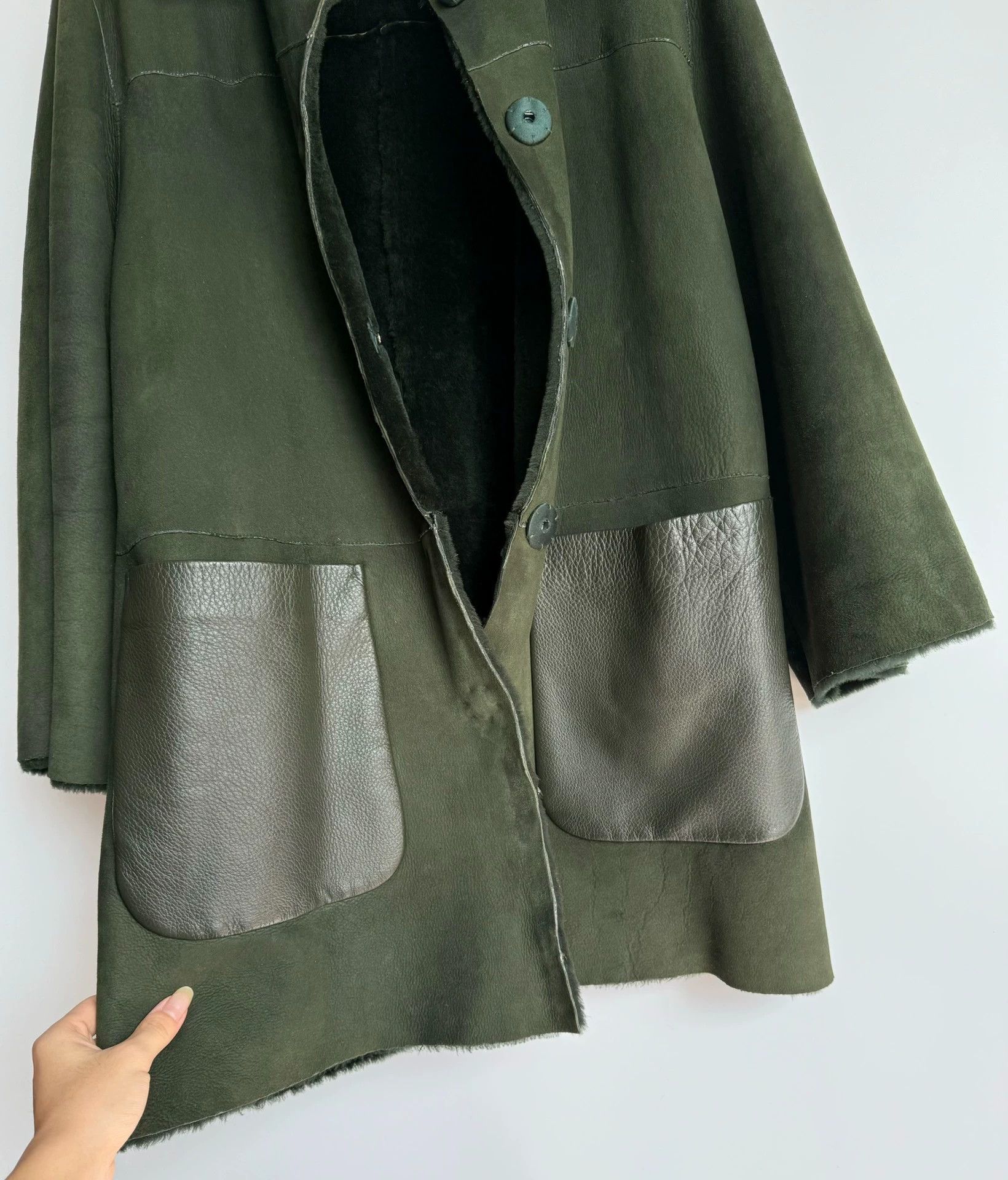 Dolce & Gabbana Dolce & Gabbana Green Shearling Leather Coat 44 Size L / US 10 / IT 46 - 3 Thumbnail