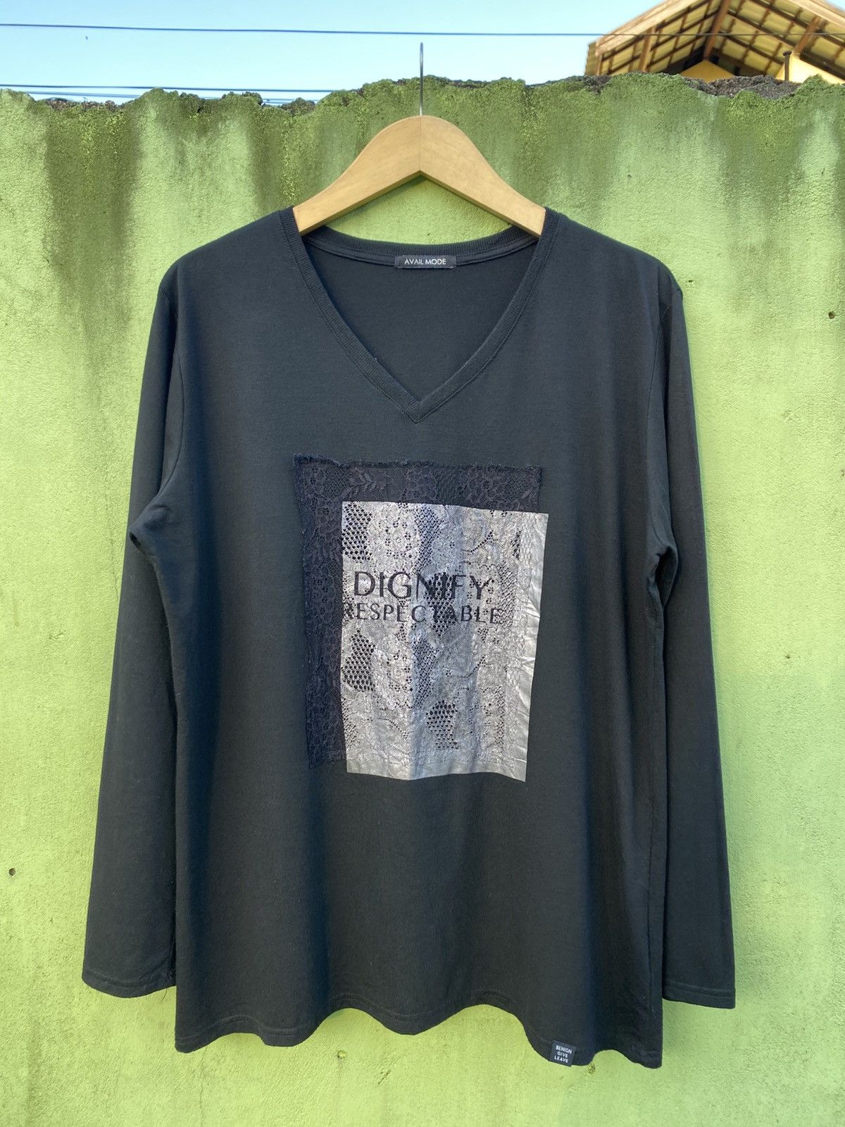Japanese Brand Avail Mode Black Longsleeve “Dignity Respectable” Lace Patch Size 4XL / US 24-26 - 1 Thumbnail