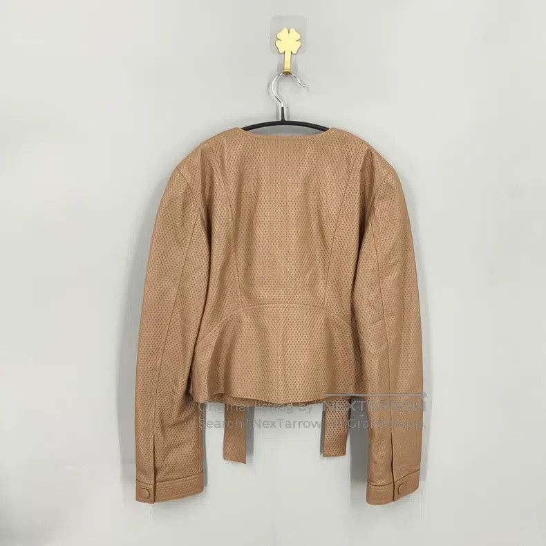 Fendi Fendi Brown Double Ribbon Lamb Leather Jacket Size 4XL / US 24-26 - 2 Thumbnail