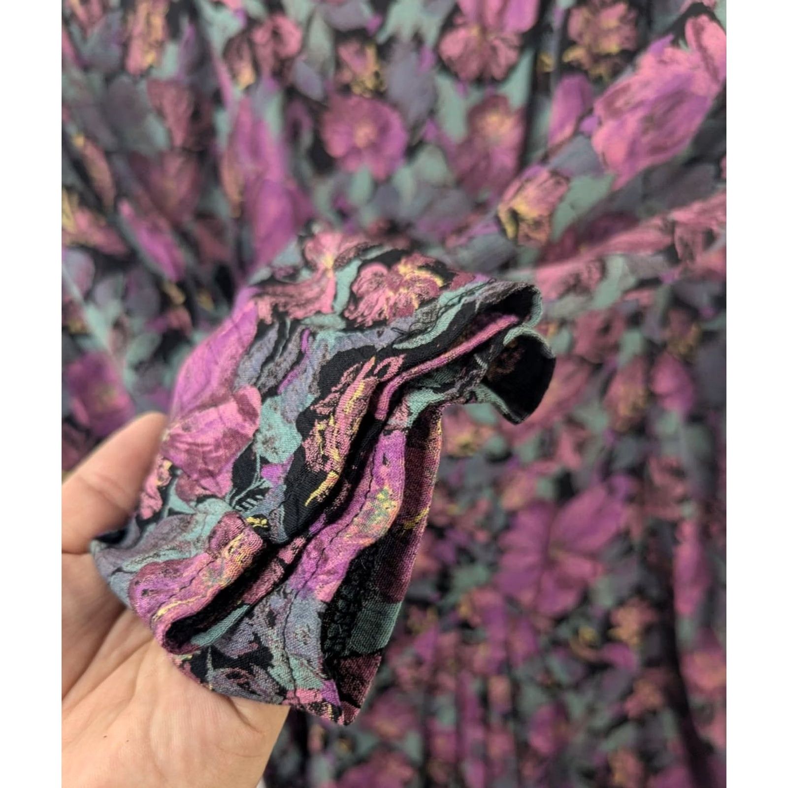 Vintage VINTAGE Phoebe Dress Womens Midi 14 Floral Purple Boho Cottage 80s 90s Modest A-Line Mens Womens Size XL / US 12-14 / IT 48-50 - 2 Thumbnail