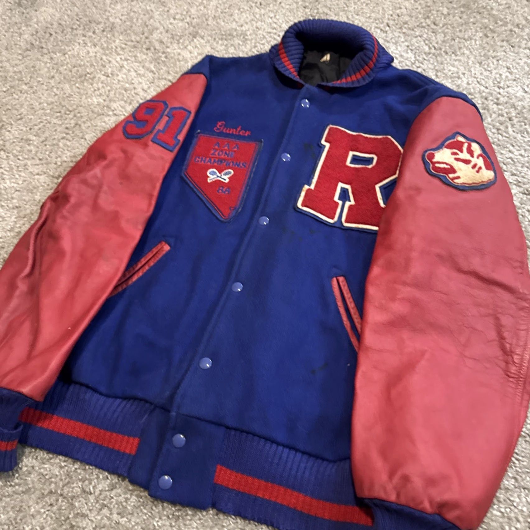 Vintage VINTAGE 1988 Arizona Tennis Champions Letterman Varsity Jacket XL Red Blue “R” Men Size US XL / EU 56 / 4 - 3 Thumbnail