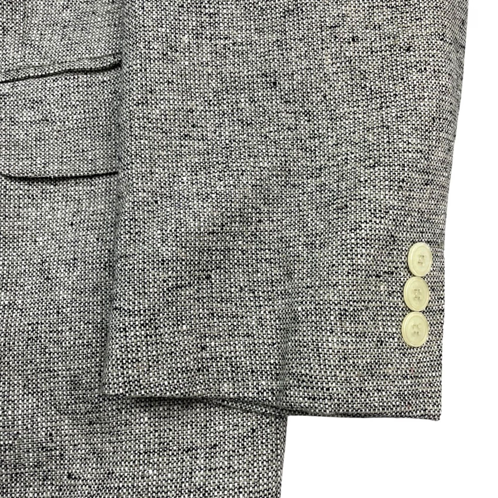 Vintage VINTAGE English Manor Blazer Jacket Beige/Black 2-Button 100% Silk Tweed 48R Mens Size 48R - 4 Thumbnail