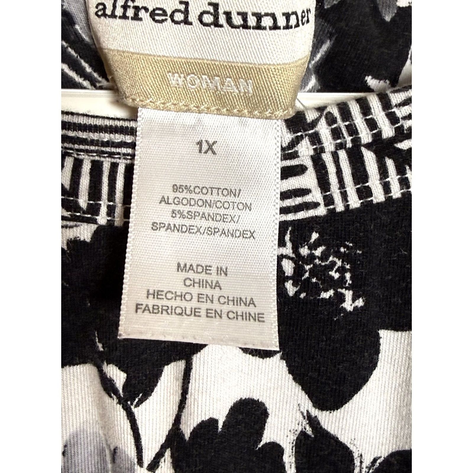Vintage VINTAGE Alfred Dunner Black White Womens Plus 1X Floral Pattern Feminine Casual Artsy Size XL / US 12-14 / IT 48-50 - 3 Thumbnail
