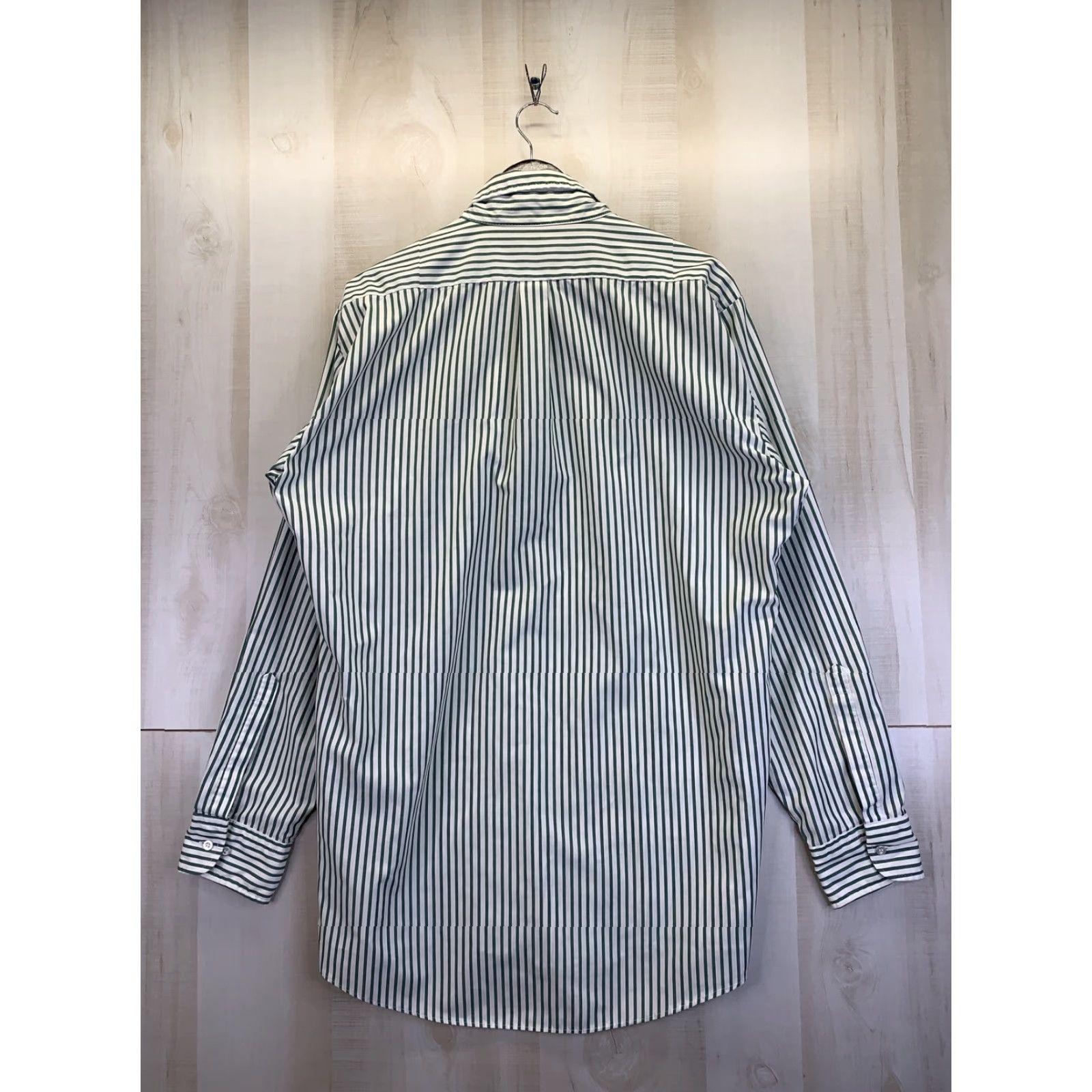 John Deere Vtg 1980-90s John Deere Embroidered Mens Green Stripe Shirt - Long Sleeve, Button-Front, Regular, Size L Size US L / EU 52-54 / 3 - 5 Thumbnail