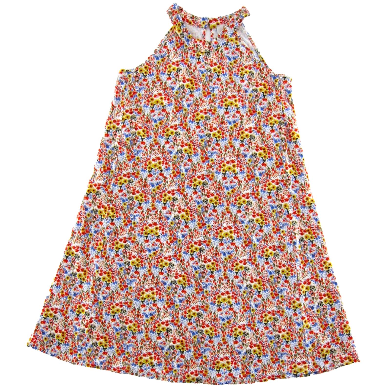 Ann Taylor VINTAGE Ann Taylor Red Blue Yellow Floral Jersey Stretch Sleeveless Tunic Sun Dress XSP Size XS / US 0-2 / IT 36-38 - 2 Thumbnail