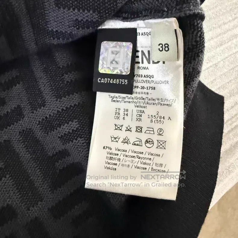 Fendi Fendi Black and gray double F full print knit sweater Size XS / US 0-2 / IT 36-38 - 3 Thumbnail