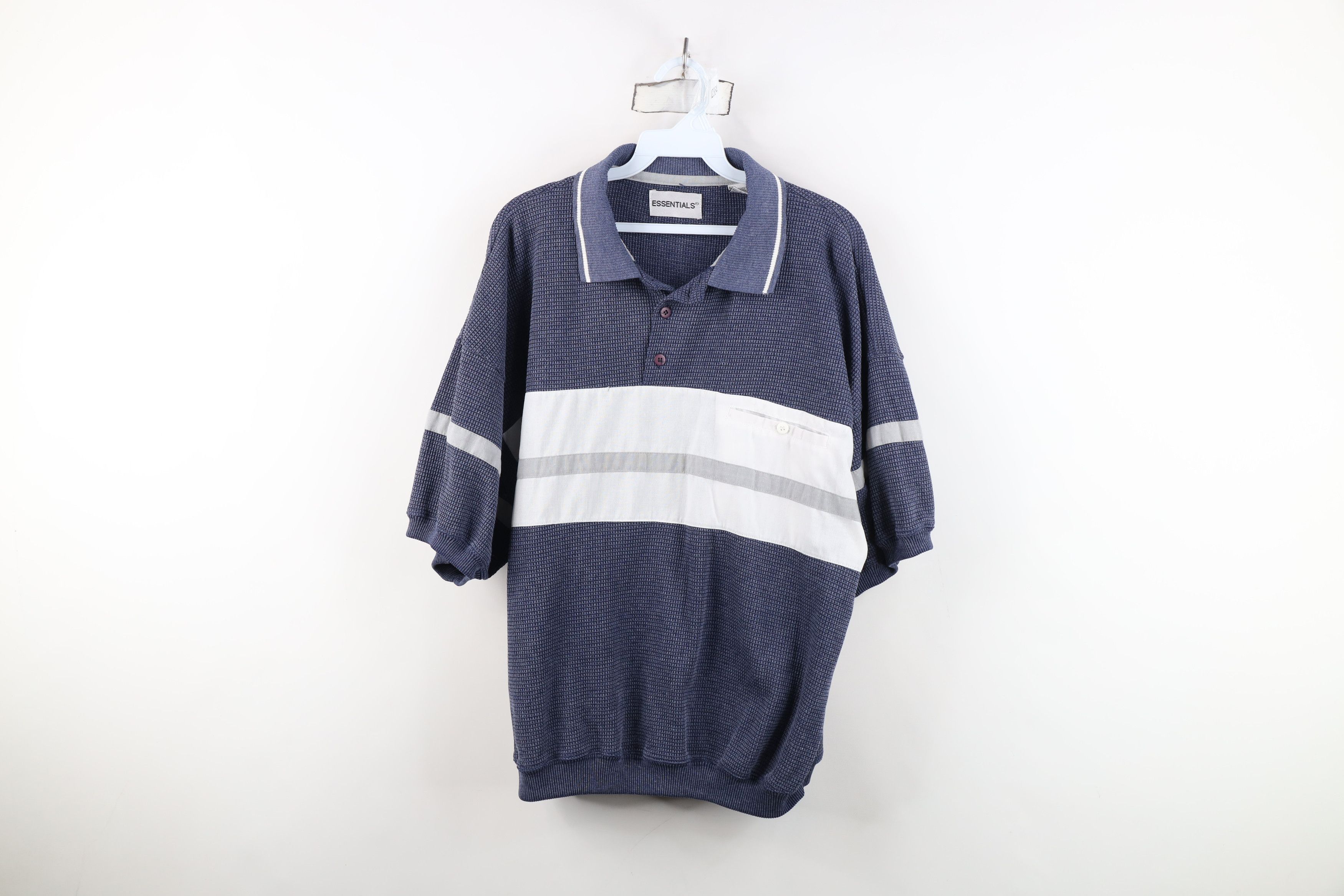 Vintage Vintage 90s Streetwear Block Thermal Waffle Knit Polo Shirt Size US XL / EU 56 / 4 - 1 Thumbnail