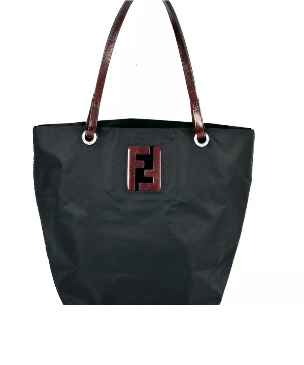 Fendi Fendi FF Logo tote bag handbag nylon leather black Authentic Size ONE SIZE - 1 Thumbnail