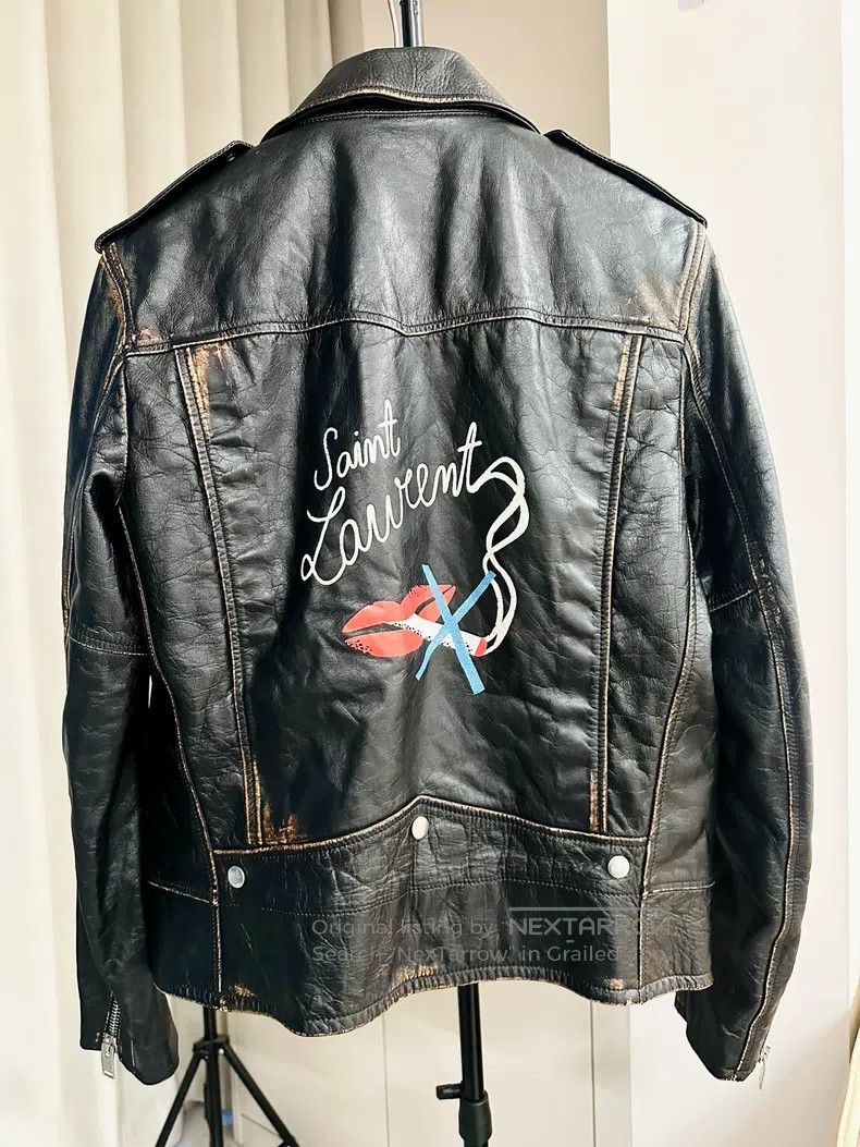 Saint Laurent Paris Saint Laurent Paris Distressed Vintage Biker Leather Jacke Size US M / EU 48-50 / 2 - 2 Thumbnail