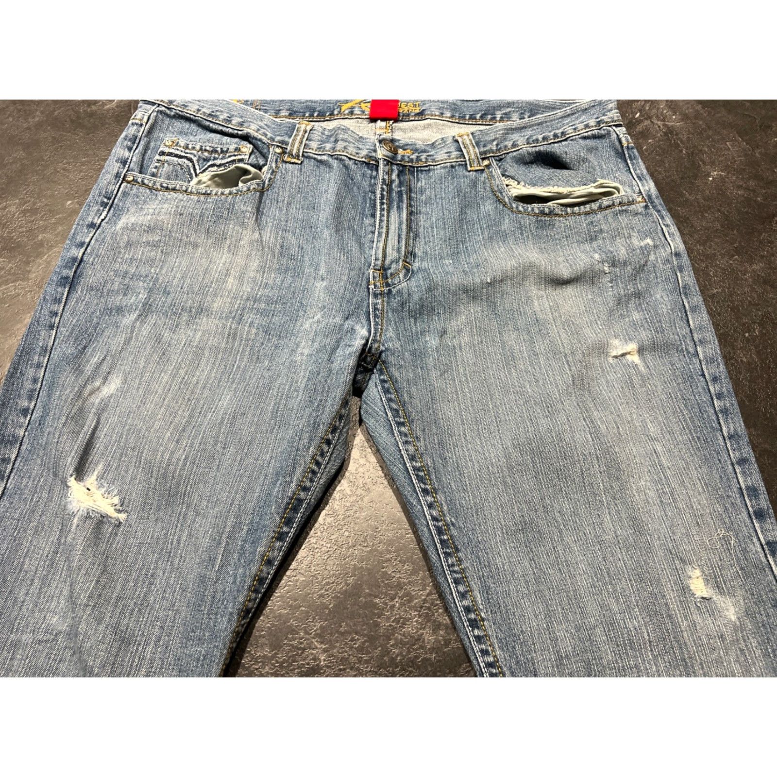 Vintage VINTAGE Request Jeans Men's Jeans Relaxed Fit Denim Wide-Leg 90s Hip Hop Blue 42x32 Size US 42 / EU 58 - 5 Thumbnail