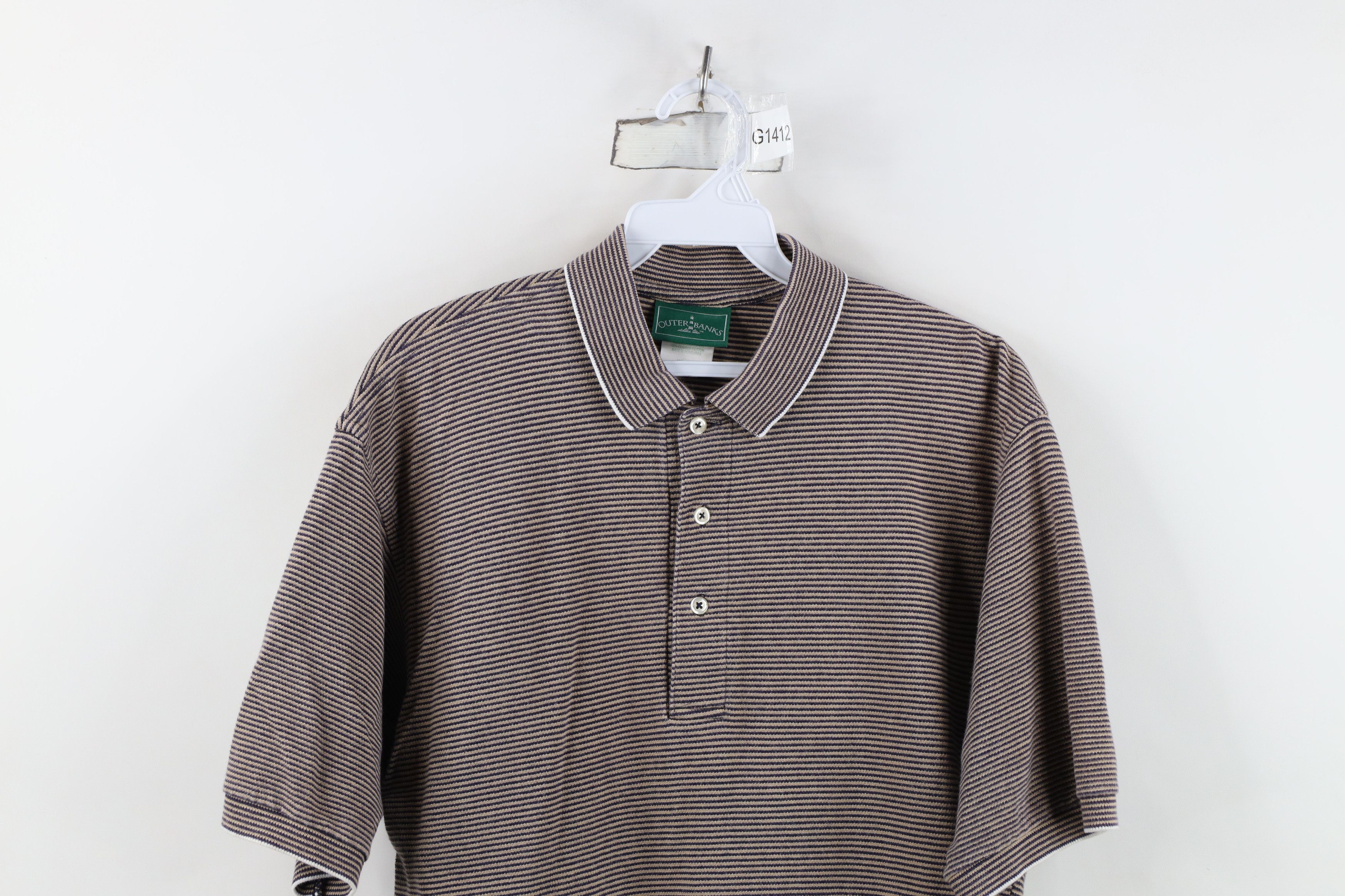 Vintage Vintage 90s Streetwear Striped Ribbed Knit Golf Polo Shirt Size US M / EU 48-50 / 2 - 2 Thumbnail