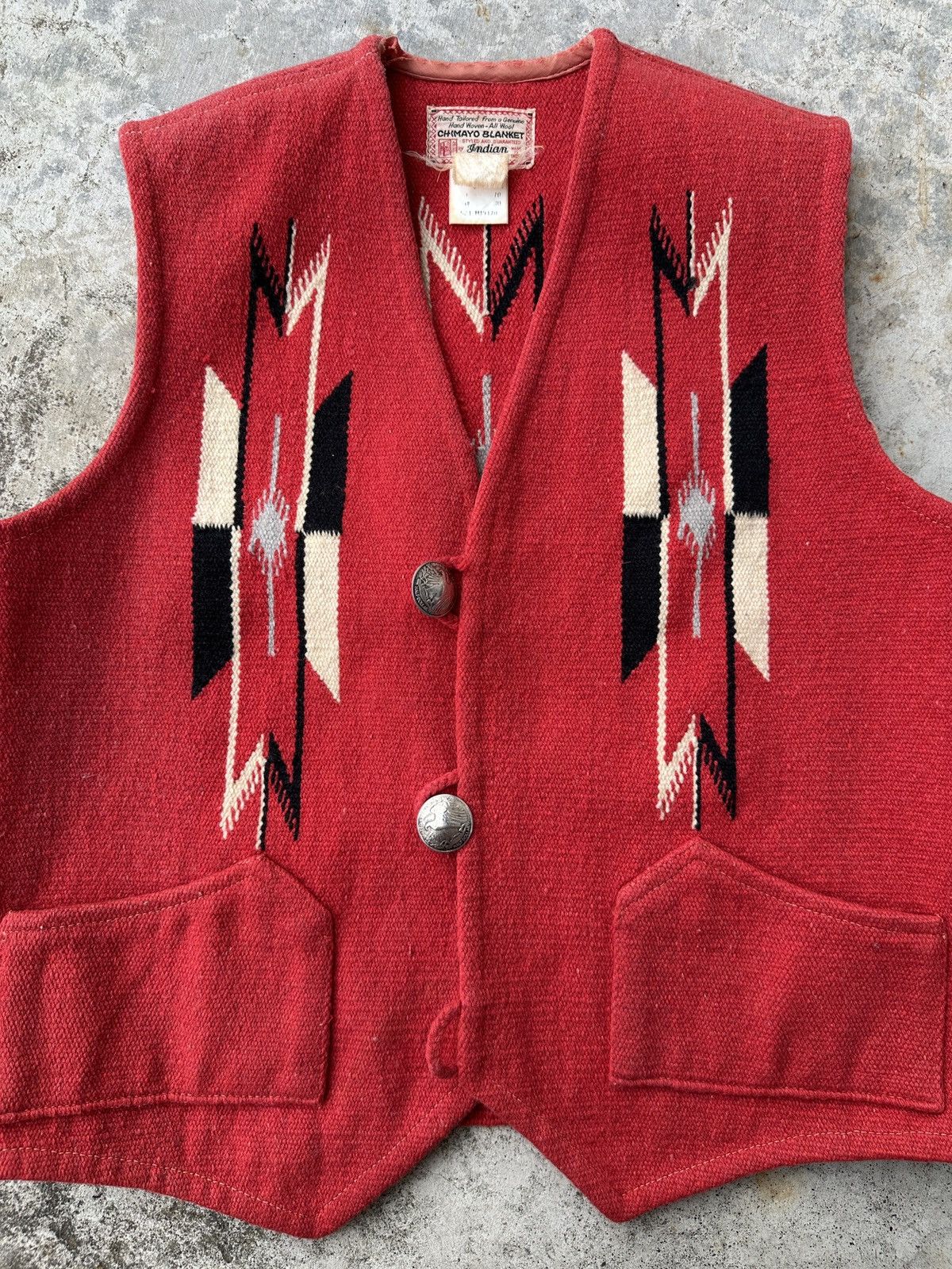 Indian Motorcycle 30s Ortega Wool Chimayo Blanket Native Americana Concho vest Size US L / EU 52-54 / 3 - 4 Thumbnail