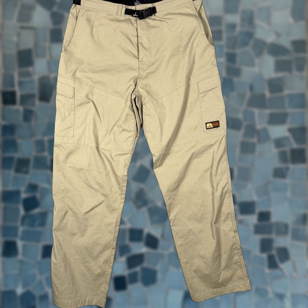 Prana VINTAGE Prana Pants Mens L Belted Hike Climbing Cargo Y2K Roll Tab Legs Gorpcore Pants Mens L Beige Nylon Lycra Cargo Pocket 90s Mens Size US 33 - 1 Thumbnail