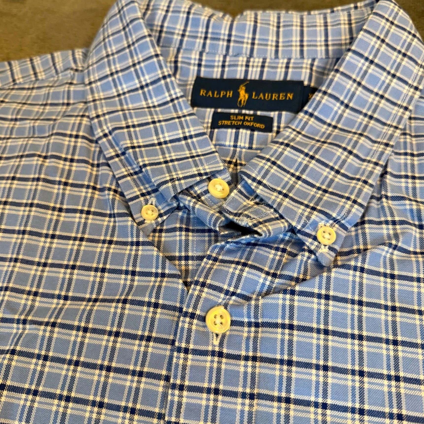 Polo Ralph Lauren Ralph Lauren Button-Down Shirt Mens 2XL Slim Fit Blue White Plaid Oxford Button-Up Collared Classic Casual Business Nautical Preppy Size US XXL / EU 58 / 5 - 4 Thumbnail